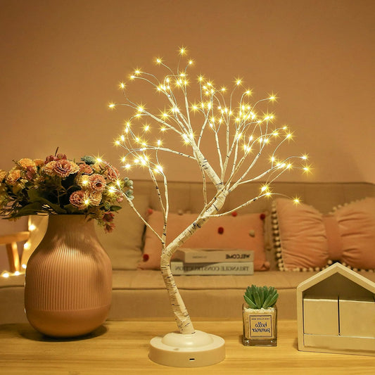 108 LED birch tree lamp with fairy lights