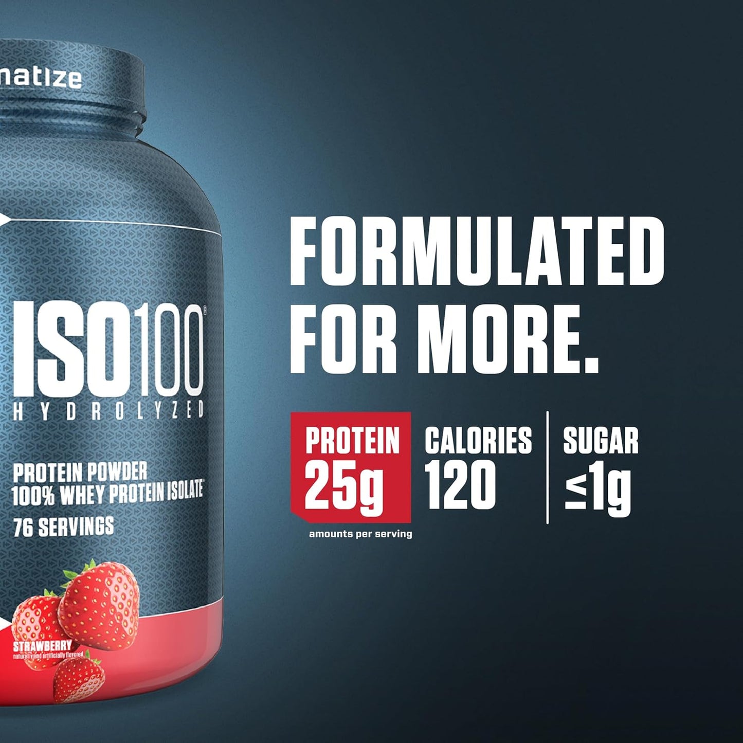 Dymatize Nutrition ISO100 Hydrolyzed Whey Protein Isolate | Fast-Digesting | Muscle Recovery Formula with Amino Acids | Low Sugar & Fat | Strawberry | 5 Lbs
