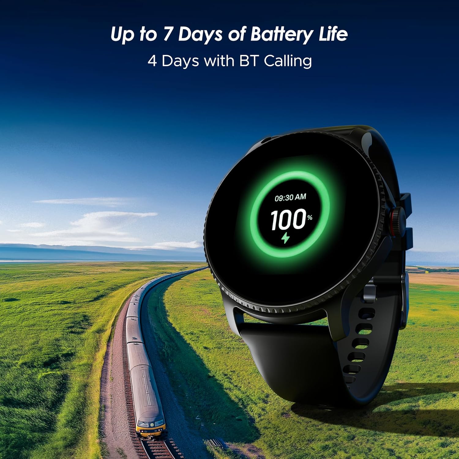 boAt Lunar Discovery w/ 1.39" (3.5 cm) HD Display, Turn-by-Turn Navigation, DIY Watch Face Studio, Bluetooth Calling, Emergency SOS, QR Tray, Smart Watch for Men & Women(Active Black)