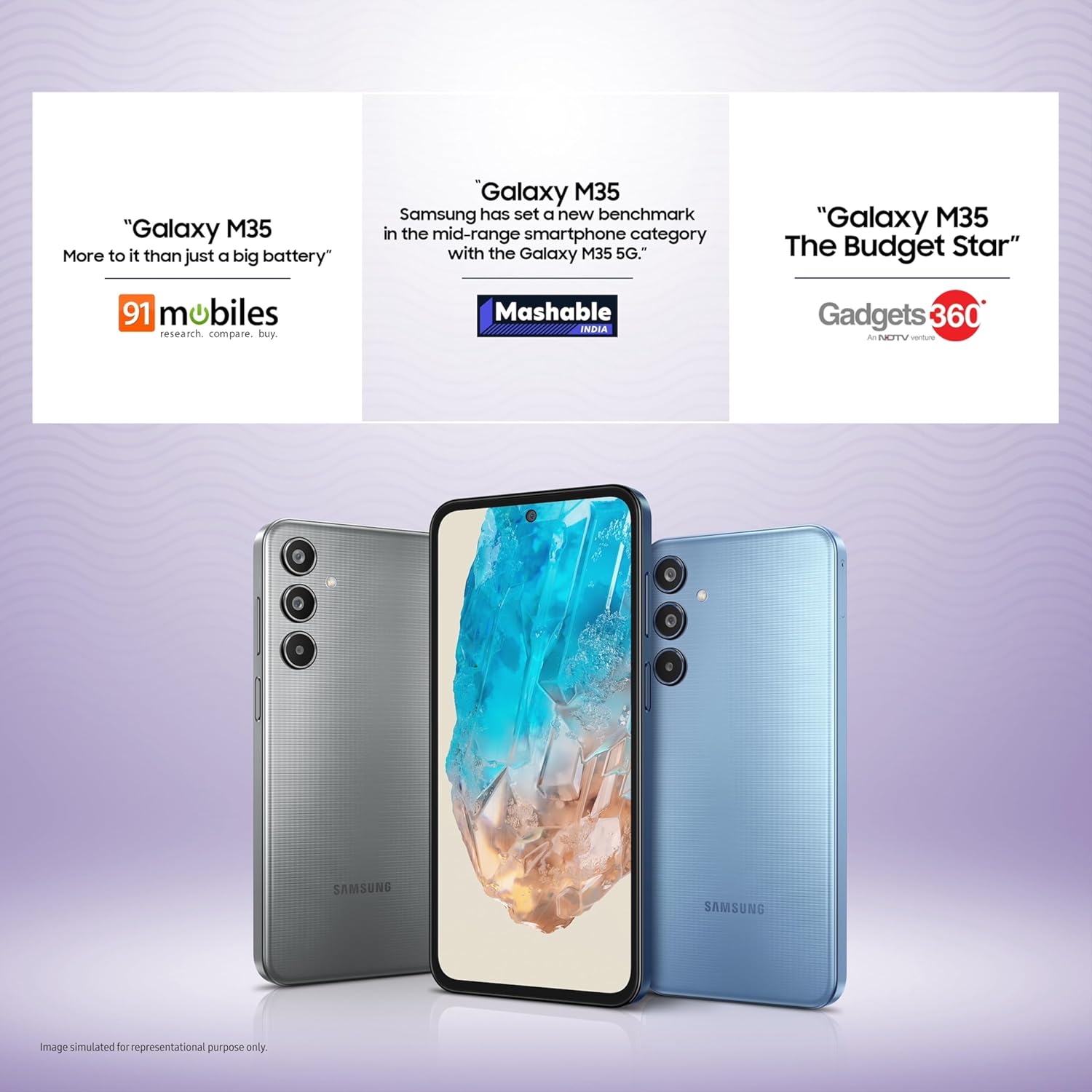 Samsung Galaxy M35 5G (Thunder Grey,8GB RAM,256GB Storage)| Corning Gorilla Glass Victus+| AnTuTu Score 595K+ | Vapour Cooling Chamber | 6000mAh Battery | 120Hz Super AMOLED Display| Without Charger - Springkart 