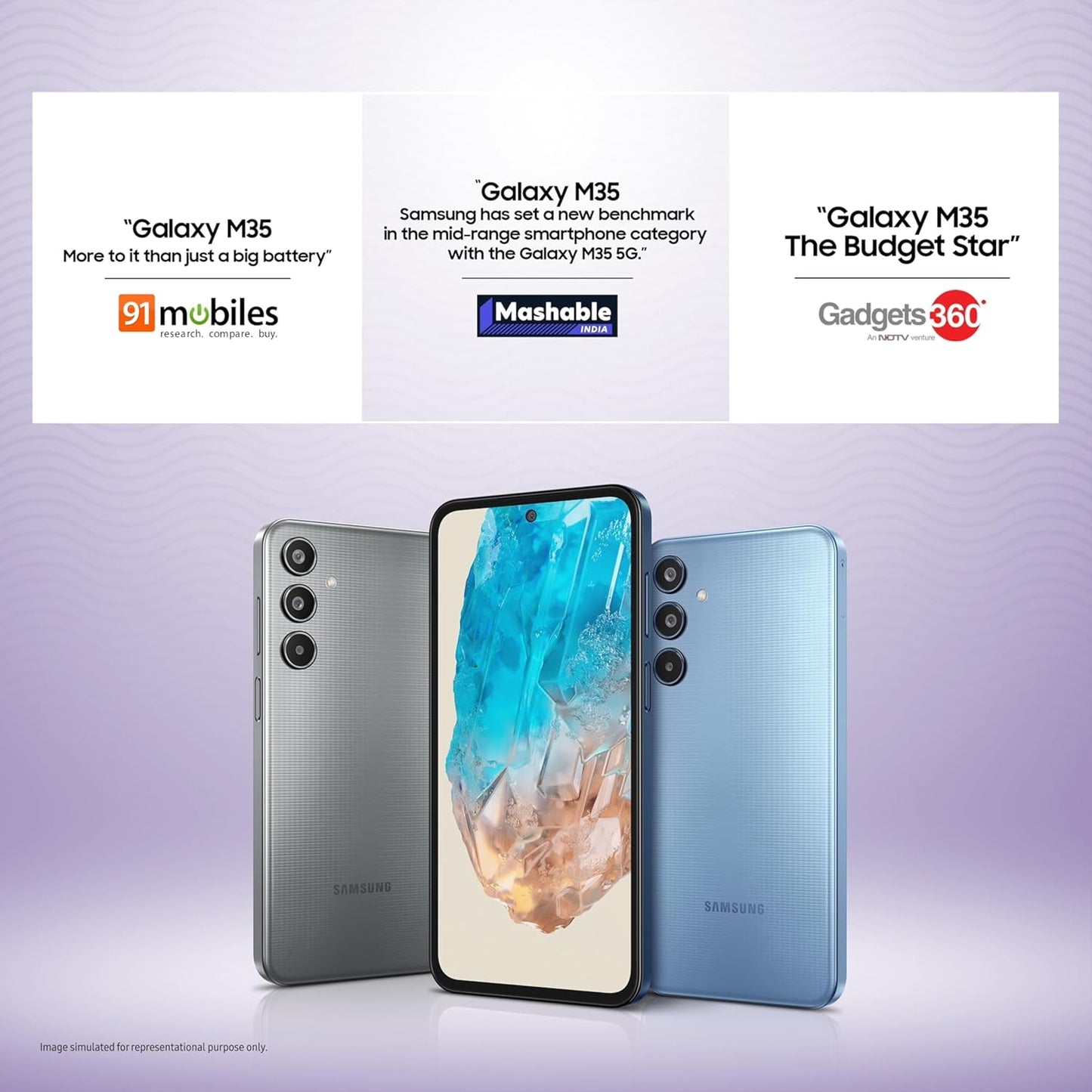 Samsung Galaxy M35 5G (Daybreak Blue,8GB RAM,256GB Storage)| Corning Gorilla Glass Victus+| AnTuTu Score 595K+ | Vapour Cooling Chamber | 6000mAh Battery | 120Hz Super AMOLED Display| Without Charger - Springkart 