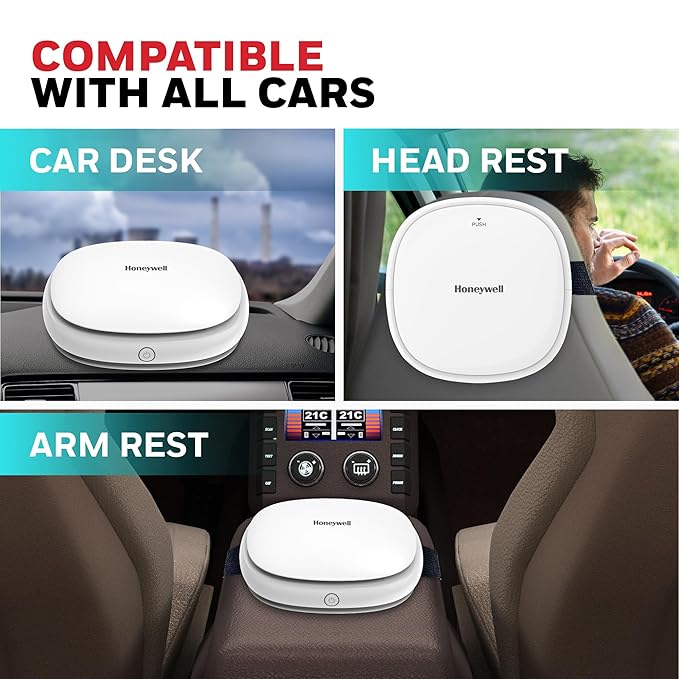Honeywell Move Pure3 Car Air Purifier, Hepa filter & Formaldehyde which removes 99.9% dust & smoke, CADR upto24 m³/h with 3xUSB ports, 2 Years Manufacturer Warranty