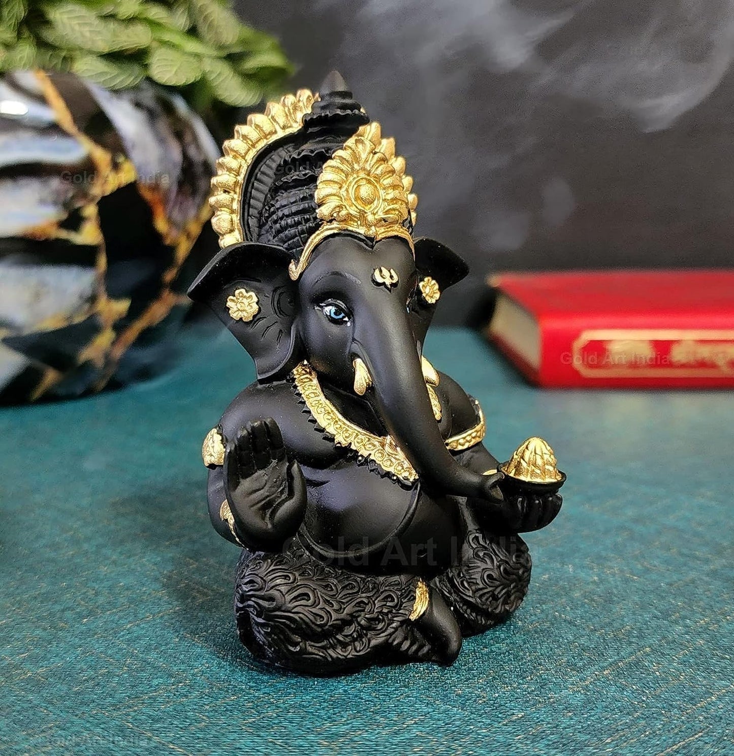 Gold Art India Mango Terracotta Finish Ganesha for Car Dashboard Home Decor Gifting Diwali Birthday Festivals 3.5 x 2 Inches