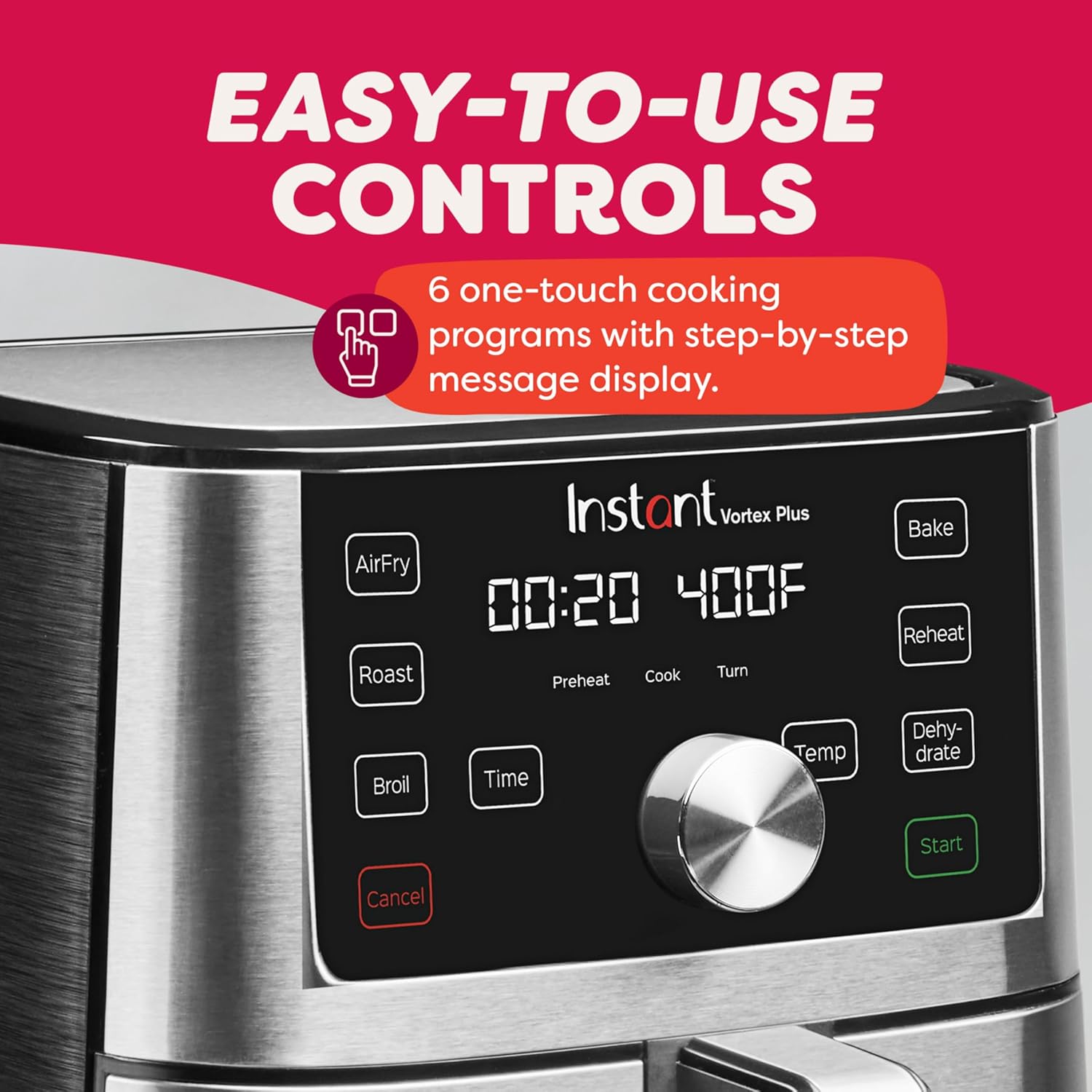 Instant Pot Air Fryer, Vortex 6 Litre, Touch Control Panel, 360° EvenCrisp Technology, Uses 95% less Oil, 6-in-1 Appliance:Air Fry, Roast, Grill, Bake, Reheat& Dehydrate (Vortex 6 Litre) 1500 W Silver