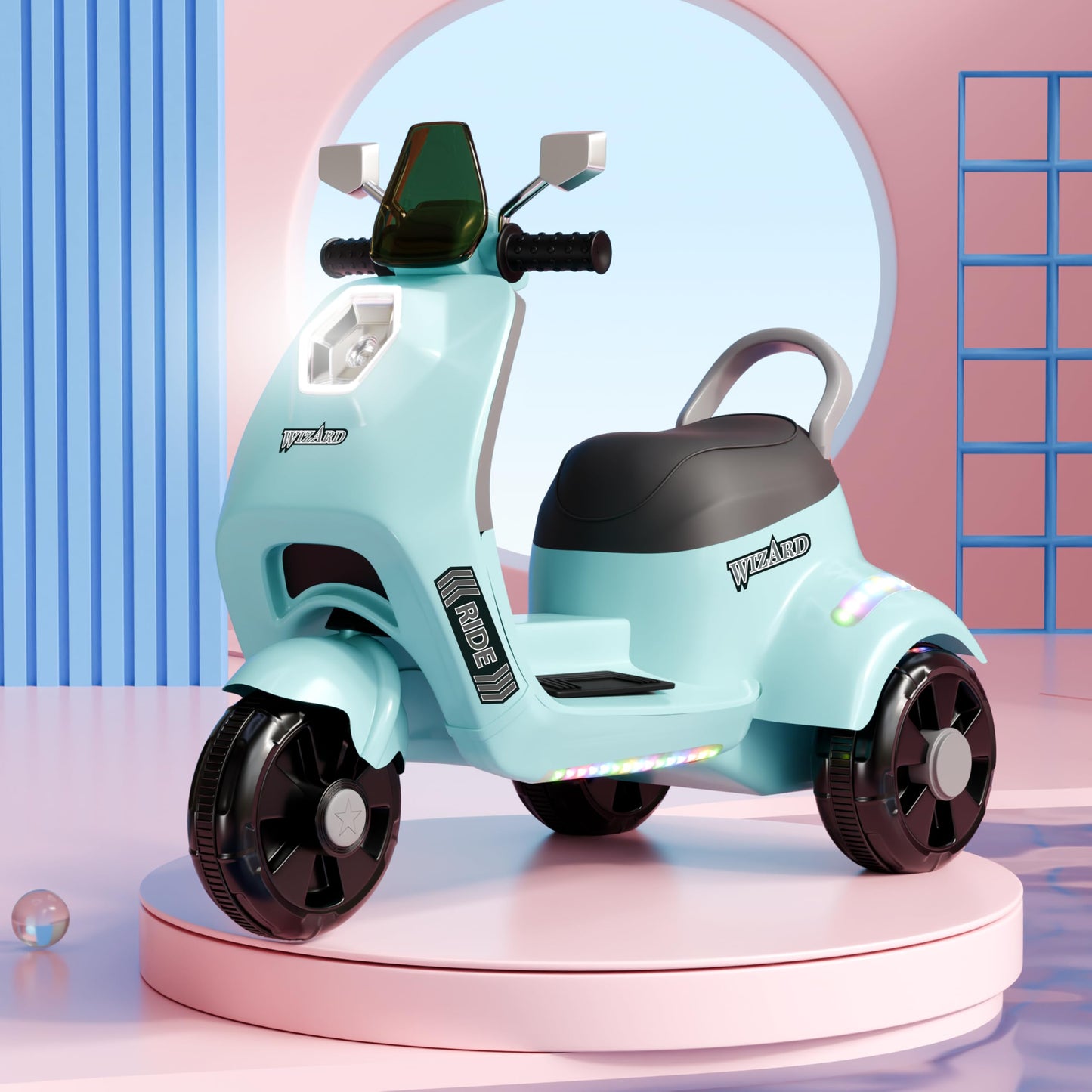 Cockatoo 5ECruise Rechargable Electric Kids Bike with Music&LED, Kids Scooter Bike for 1-5 Years Boys&Girls Powered by 6V Battery & Motor for 4.5-6Hr Ride with Foot Accelerator(Harrlay,Green)