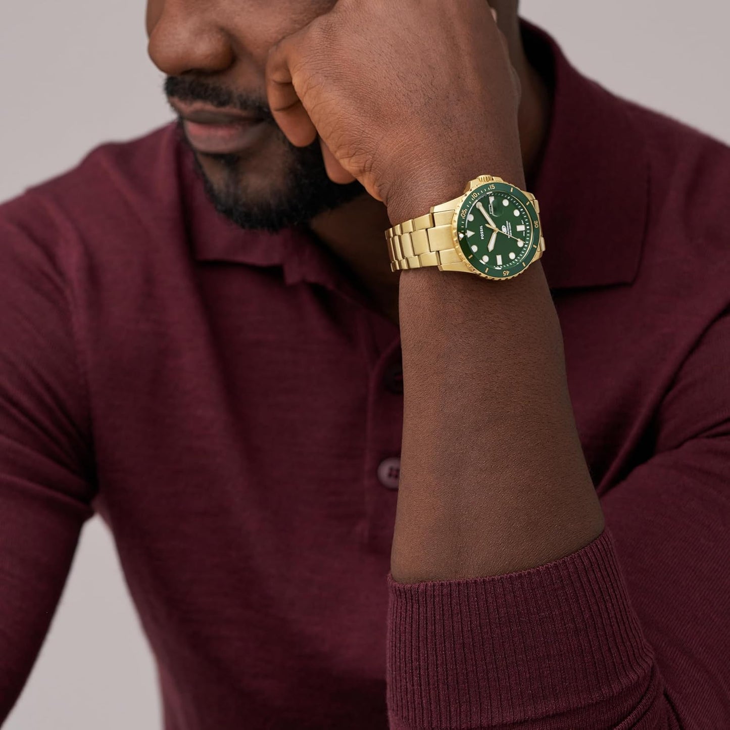 Fossil Analog Green Dial Men's Stainless Steel Watch-FS6030