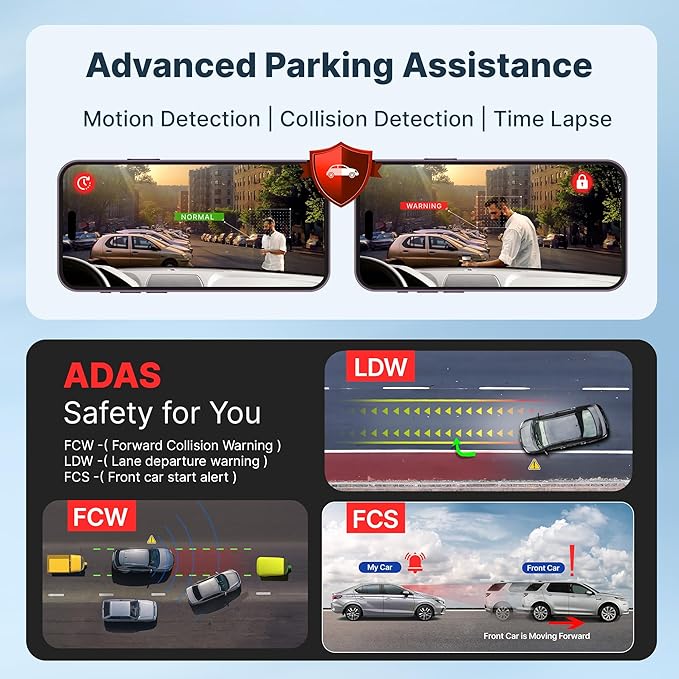 Crossbeats RoadEye 3.0 4K UHD 8MP Dash Camera for Car Front and Rear| Sony STARVIS IMX335 Sensor| GPS Logger & ADAS (4K UHD 2024 Model)