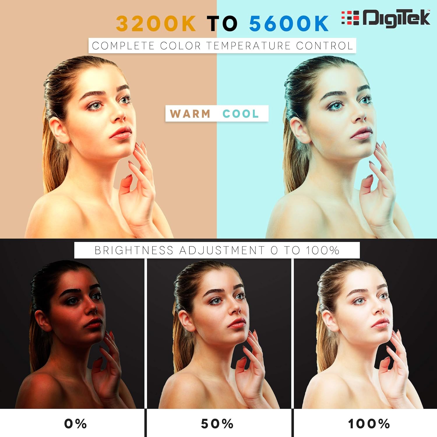 DIGITEK® (DRL-18H C) 18 Inch LED Ring Light with 158cm Stand - AC/DC Power, Color Temperature Control, Lighting Intensity Control - Photography, Video, Makeup, and Live Streaming - USB Powered - Springkart 