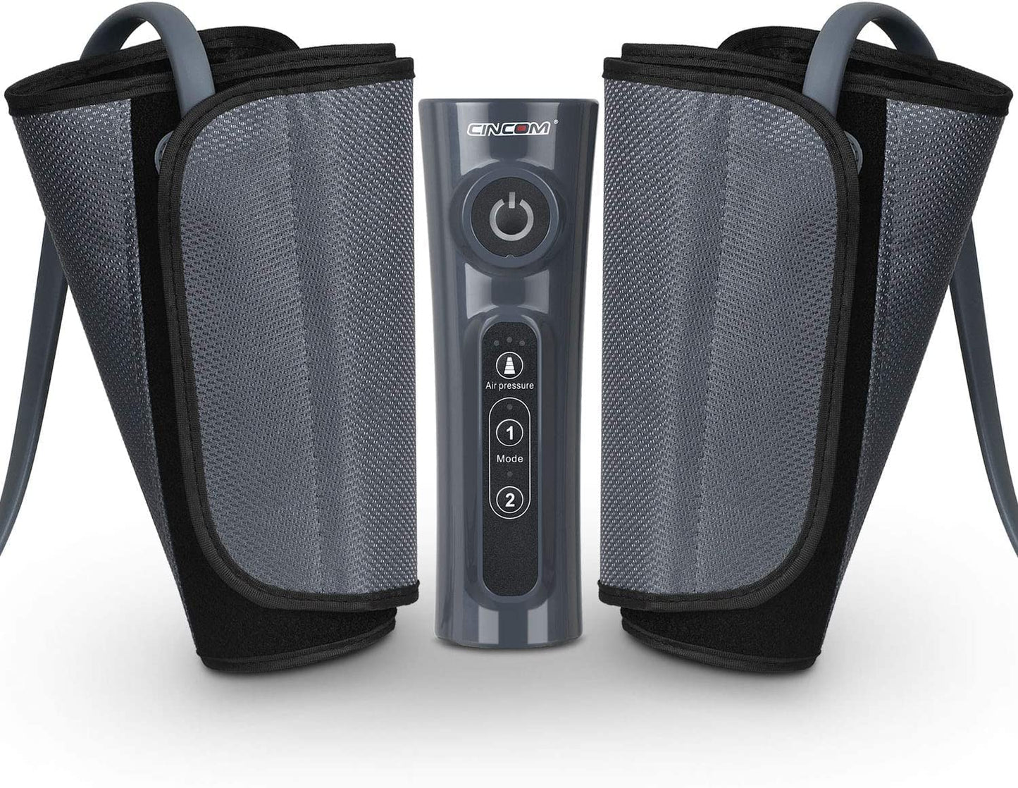 CINCOM Corded Electric Leg Massager, Leg Compression Massager for Circulation and Pain Relief Air Compression Foot Calf Thigh Massager with Handheld Controller (For Calf), Grey