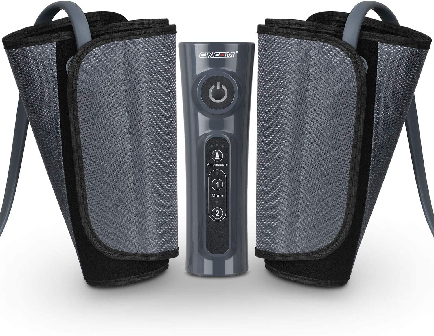 CINCOM Corded Electric Leg Massager, Leg Compression Massager for Circulation and Pain Relief Air Compression Foot Calf Thigh Massager with Handheld Controller (For Calf), Grey