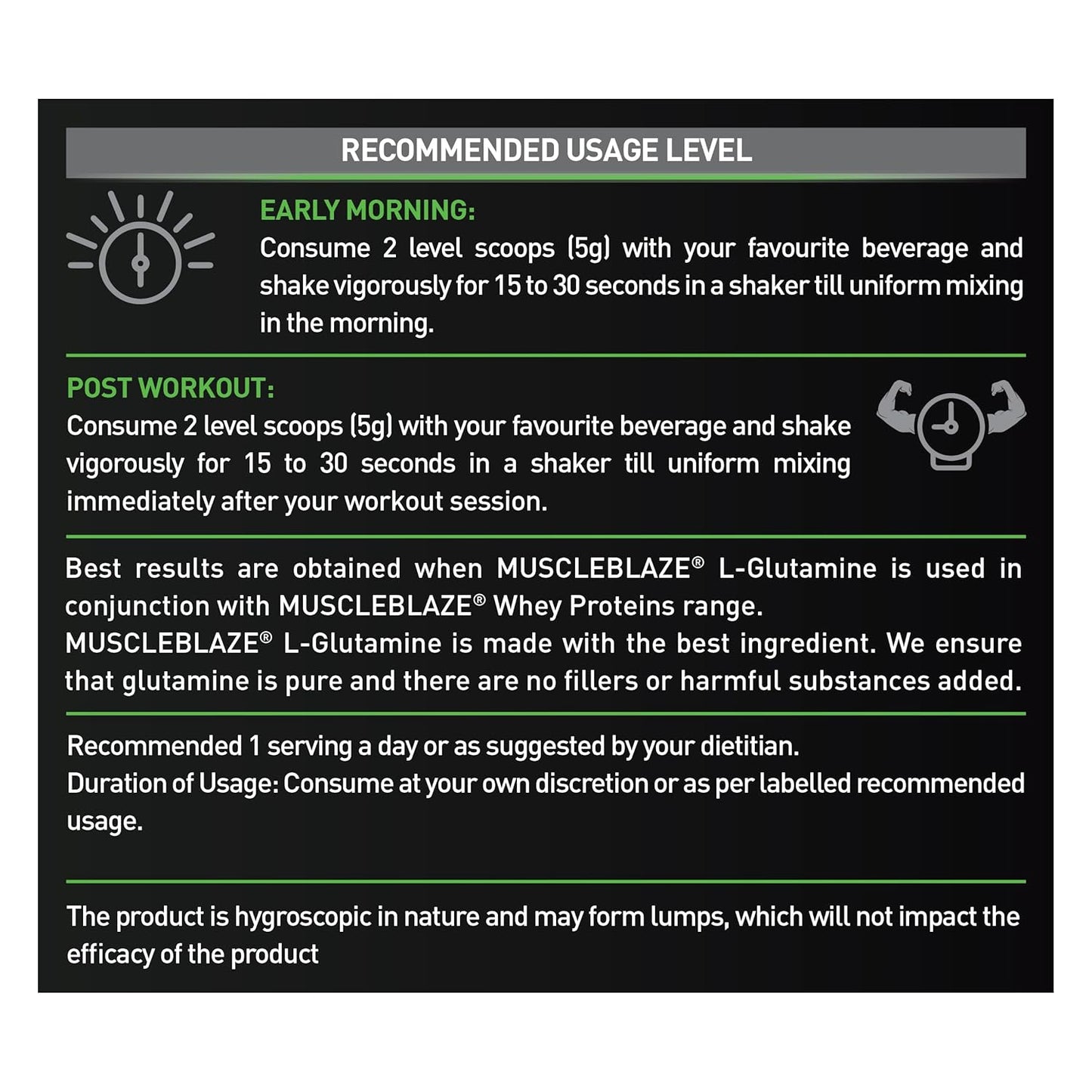 MuscleBlaze L-Glutamine (Unflavoured, 250g, 50 Servings) | Post Workout Recovery | 5g Glutamine