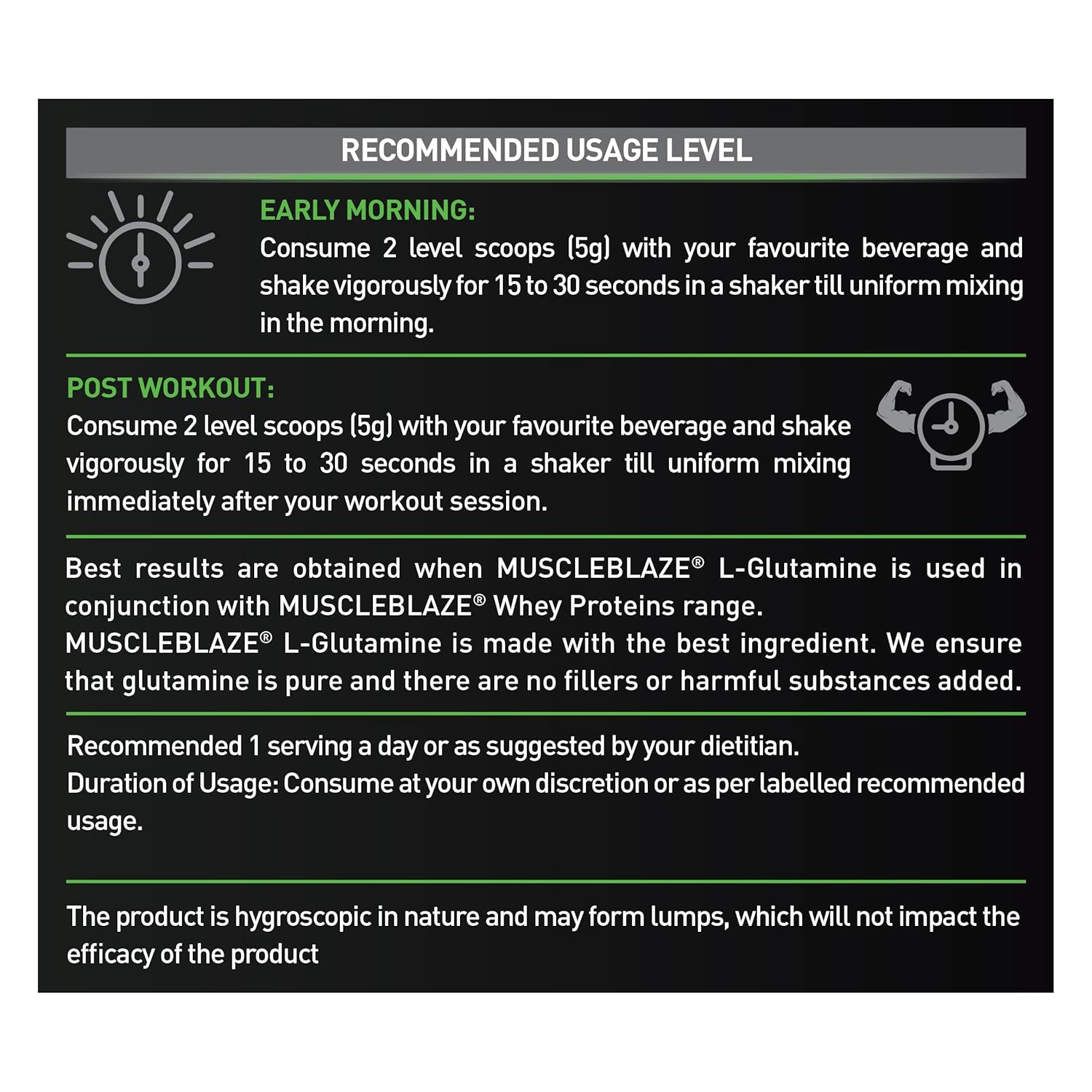 MuscleBlaze L-Glutamine (Unflavoured, 250g, 50 Servings) | Post Workout Recovery | 5g Glutamine