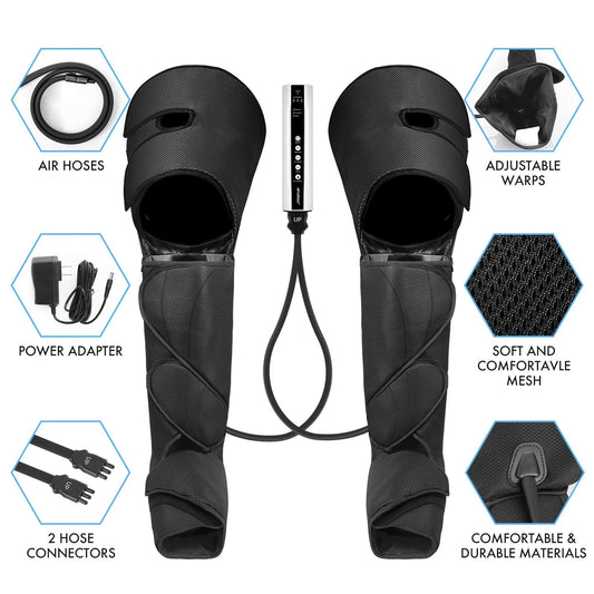 CINCOM Leg Massager, Leg Compression Massager for Circulation and Pain Relief Air Compression Foot Calf Thigh Massager with Handheld Controller (Thigh & Calf & Foot)