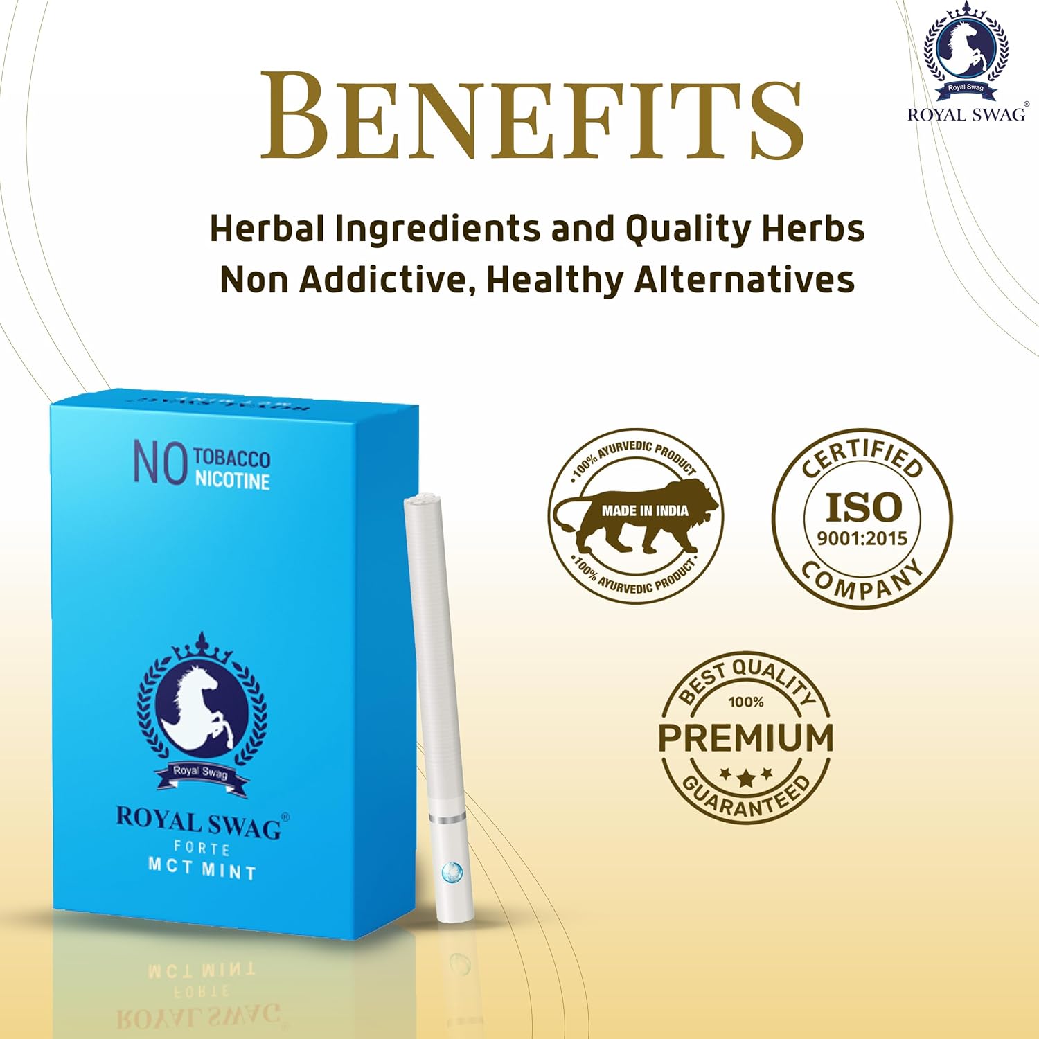 ROYAL SWAG Ayurvedic & Herbal Cigarette, Mint Flavour - (20 Sticks)