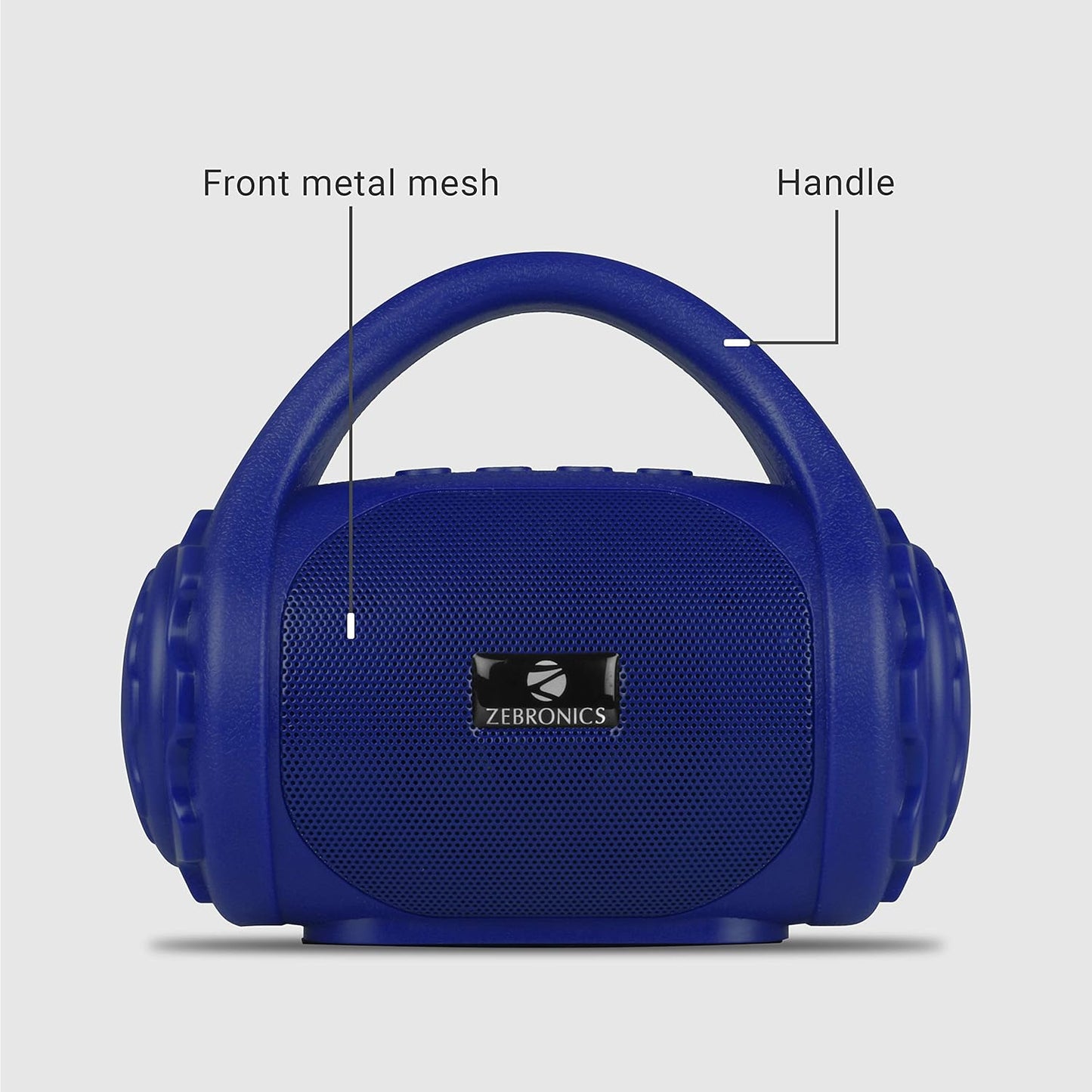 Zebronics County 3W Wireless Bluetooth Portable Speaker with Supporting Carry Handle, USB, SD Card, FM & Call Function (Blue)