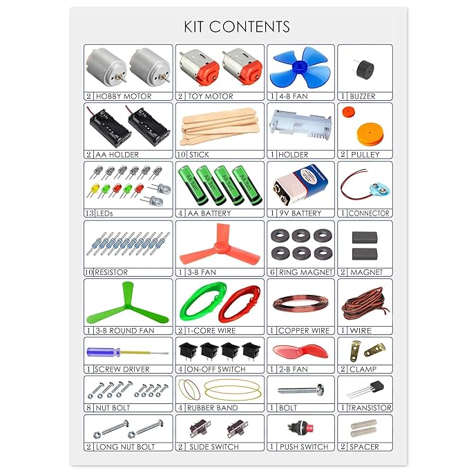 kit4curious 125 projects diy activity science electronics starter mega kit with user guide- Multi color