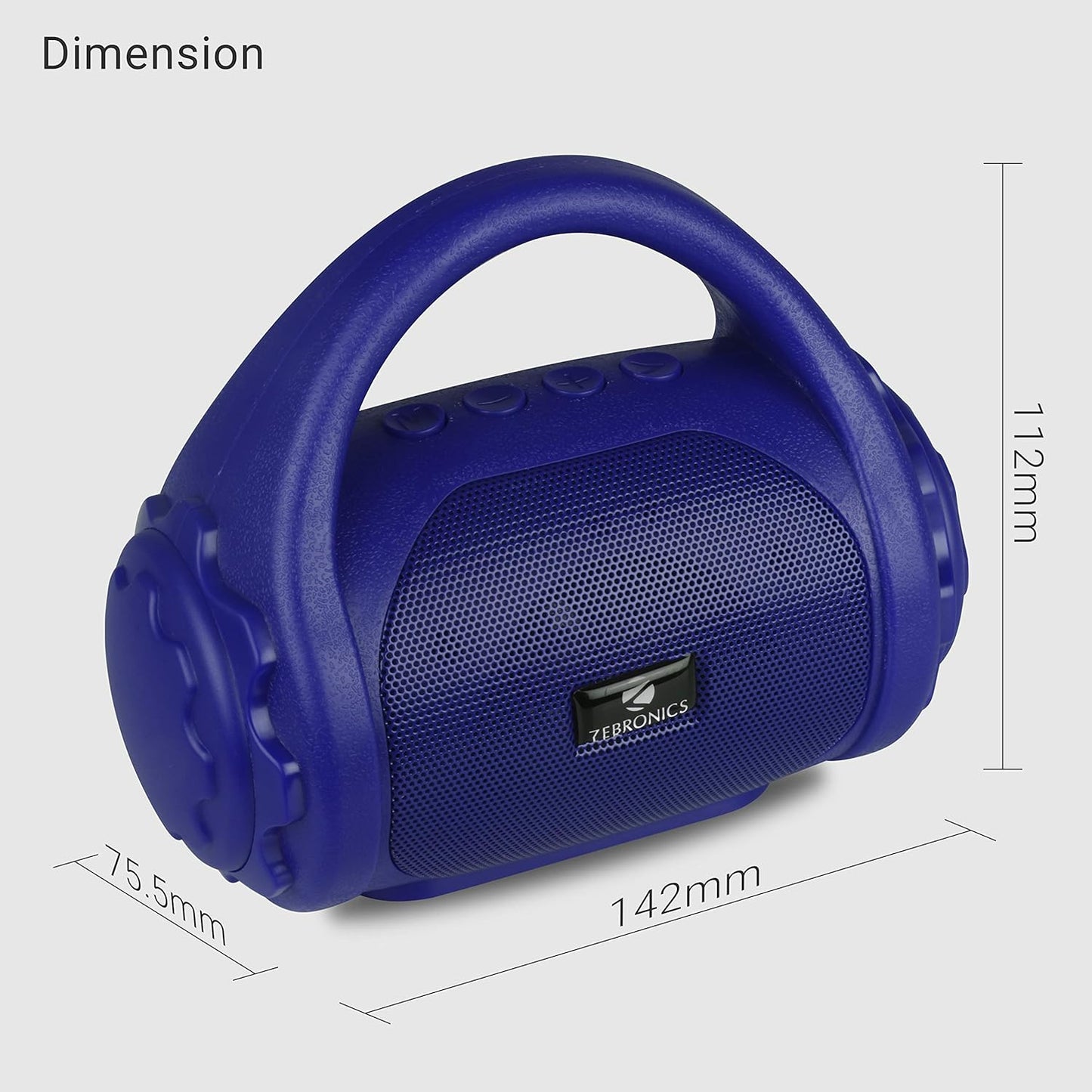 Zebronics County 3W Wireless Bluetooth Portable Speaker with Supporting Carry Handle, USB, SD Card, FM & Call Function (Blue)