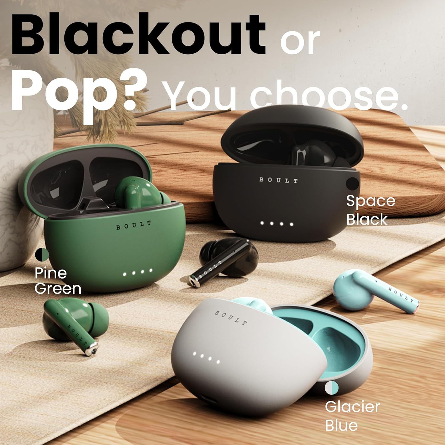 Boult Audio W20 Truly Wireless in Ear Earbuds with 40H Playtime, Zen™ ENC Mic, 45ms Low Latency, 13mm Bass Drivers, Type-C Fast Charging, Made in India, Touch Control, IPX5 ear buds TWS (Glacier Blue) - Springkart 