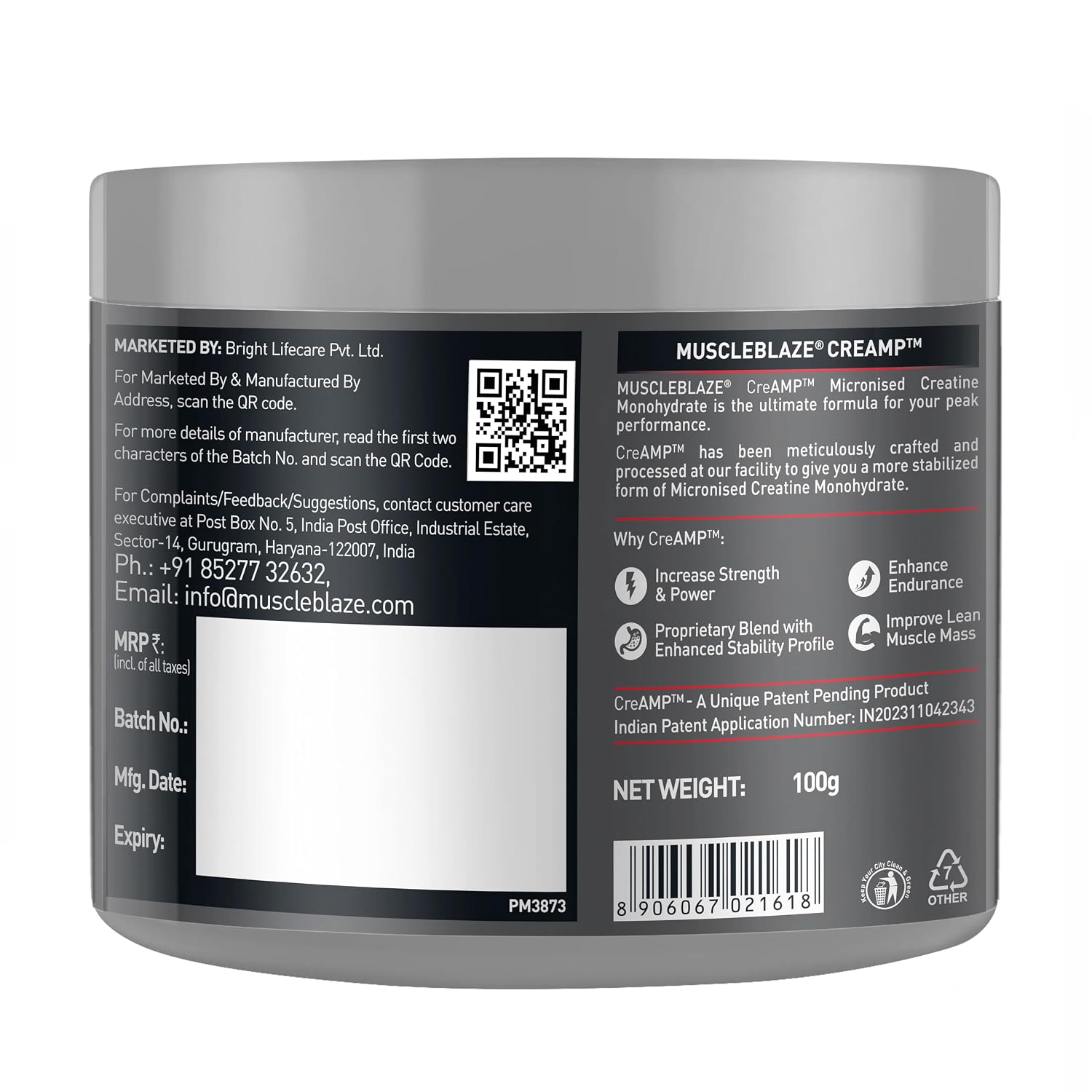MuscleBlaze Biozyme Performance Whey Protein, 4kg + Creatine 100g