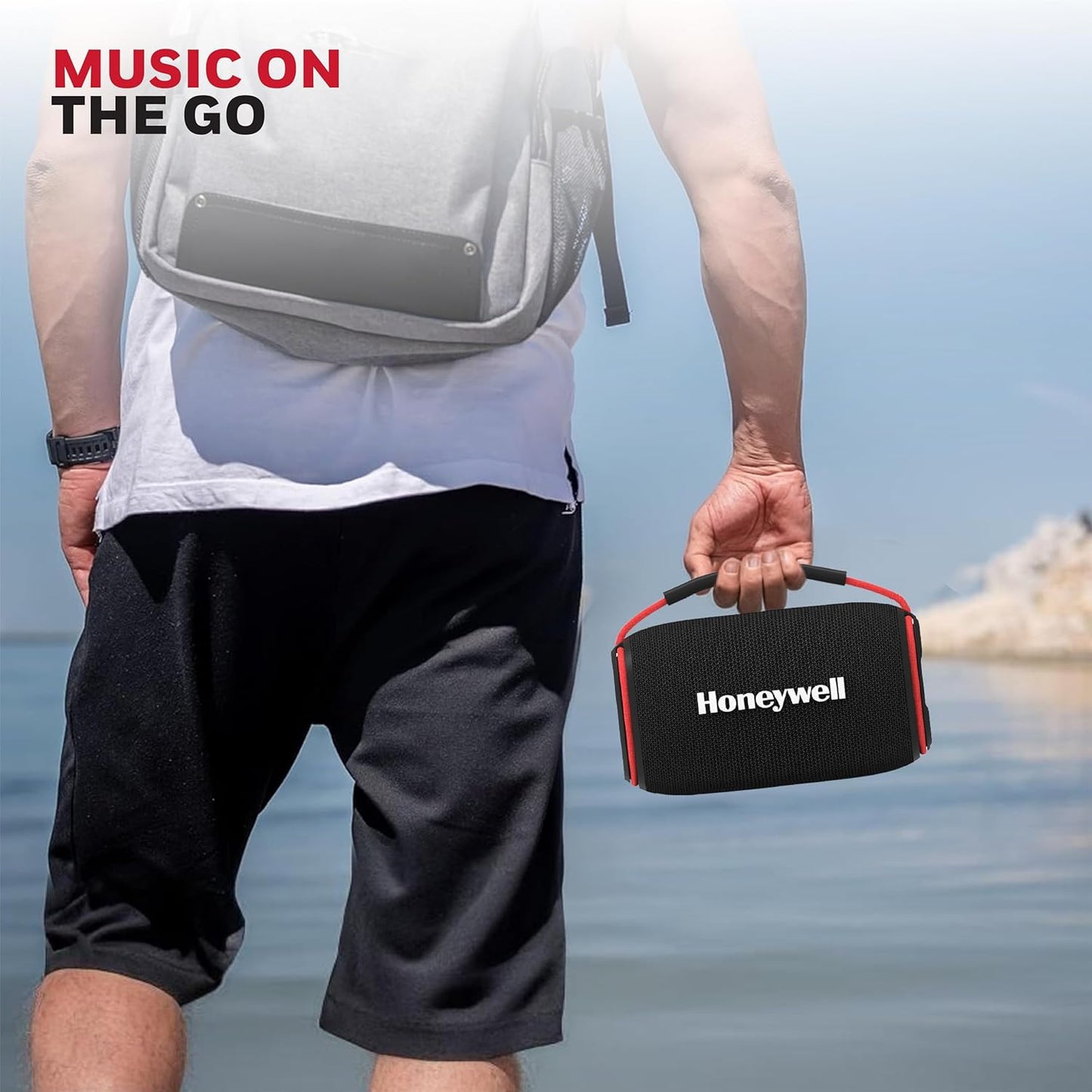 Honeywell Suono P400 Bluetooth 5.3 Wireless Portable Speaker, 15W Output, Deep Bass, 10H Playtime, IPX6, TWS Pairing, RGB Lights, SD/AUX/Type-C Support, Built-in Mic, 78mm Drivers, 2-Year Warranty
