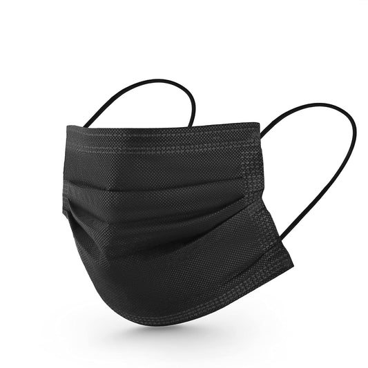 ASGARD Nonwoven Fabric Disposable Multilayer Protective Mask (Black, Pack of 50) for Unisex