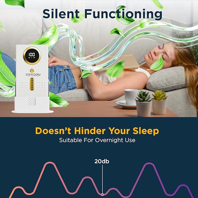 NEWDRU AirPure Elite – Portable Air Purifier Deodorizer | Removes Odours in Car, Fridge, Home & Office | Negative Ion Fresh Air Technology | USB Rechargeable | Compact & Silent | White