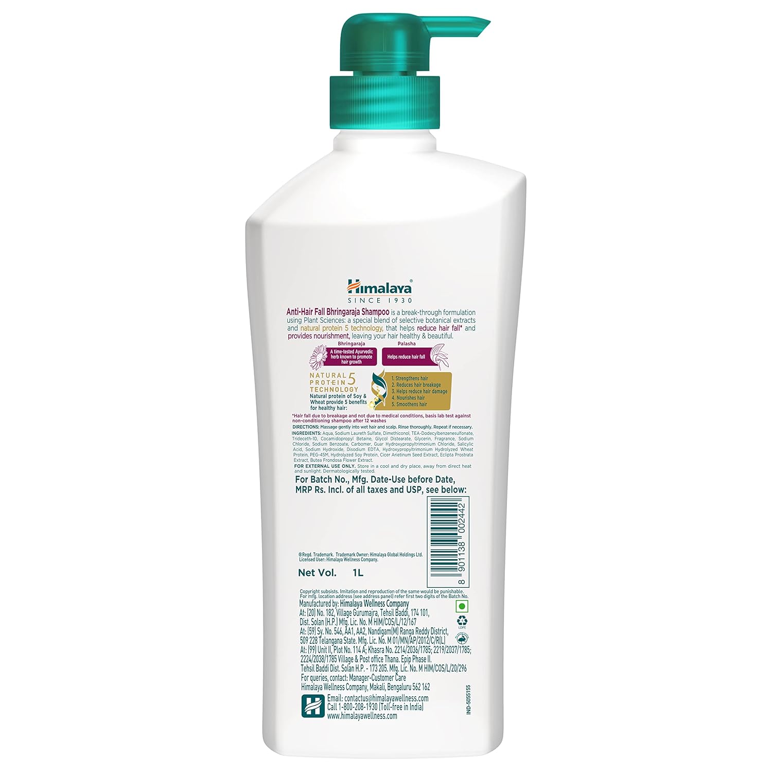 Himalaya Anti Hair Fall Shampoo with Bringaraja, 1000 ml - Springkart 
