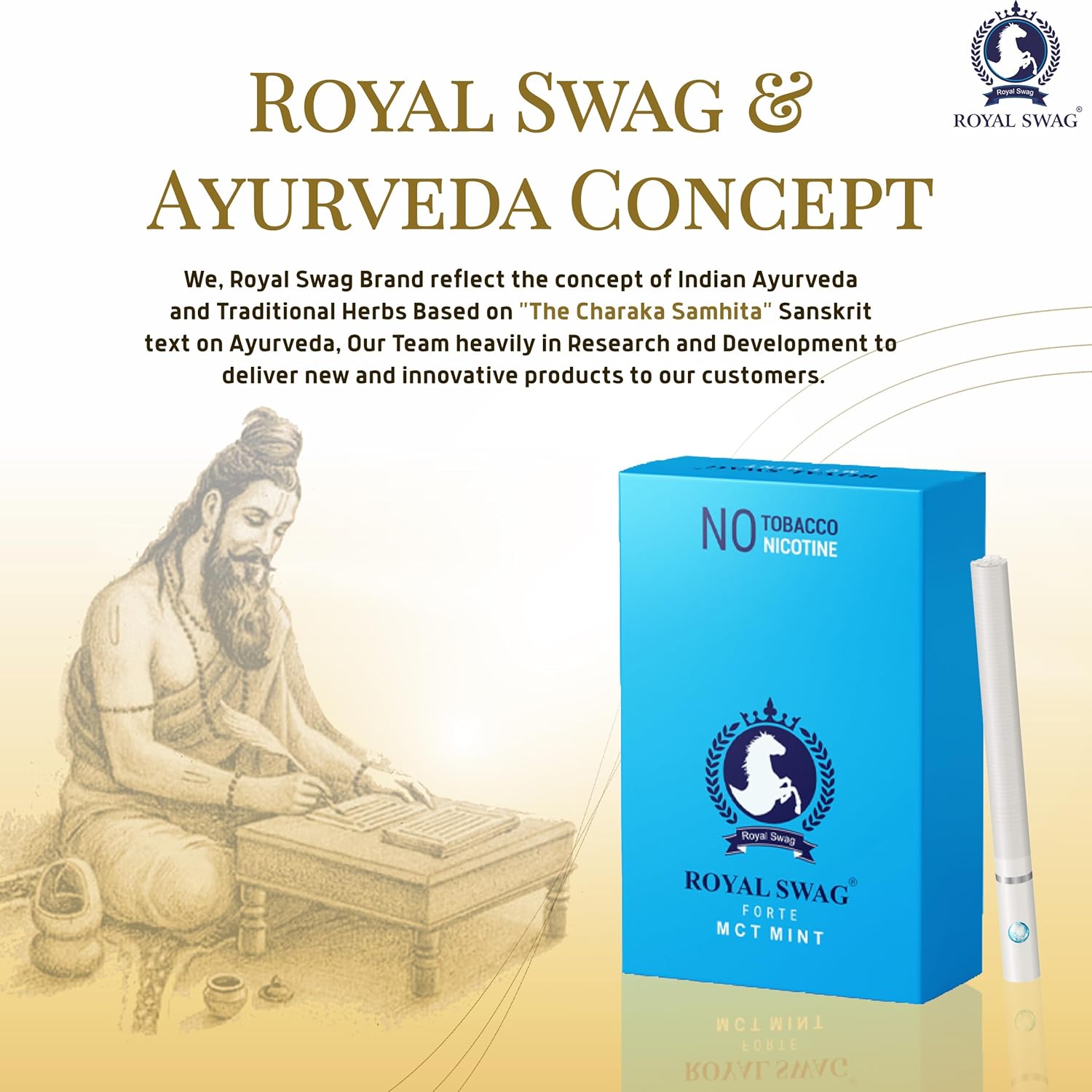 ROYAL SWAG Ayurvedic & Herbal Cigarette, Mint Flavour - (20 Sticks)