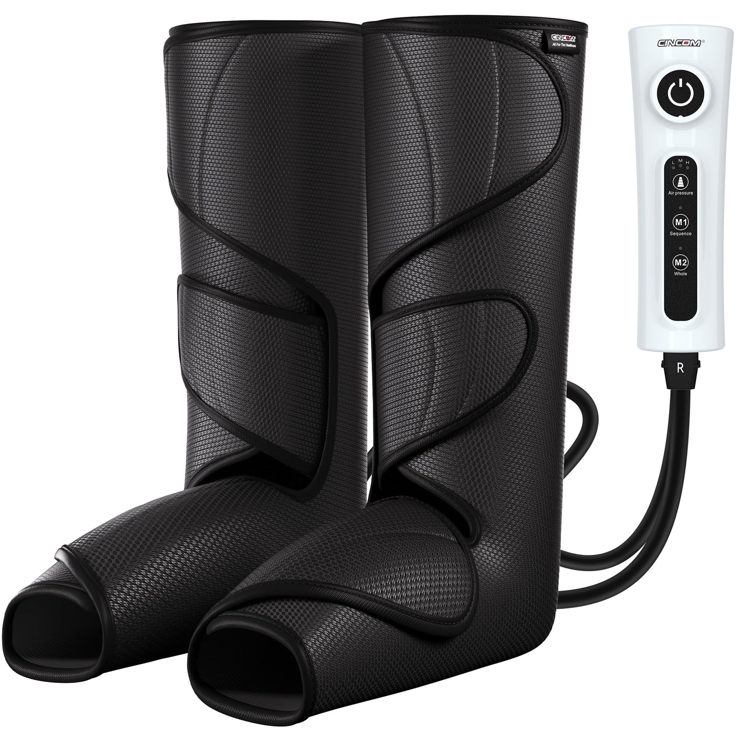 CINCOM Corded Electric Leg Massager, Leg Compression Massager for Circulation and Pain Relief Air Compression Foot Calf Thigh Massager with Handheld Controller (For Calf), Grey