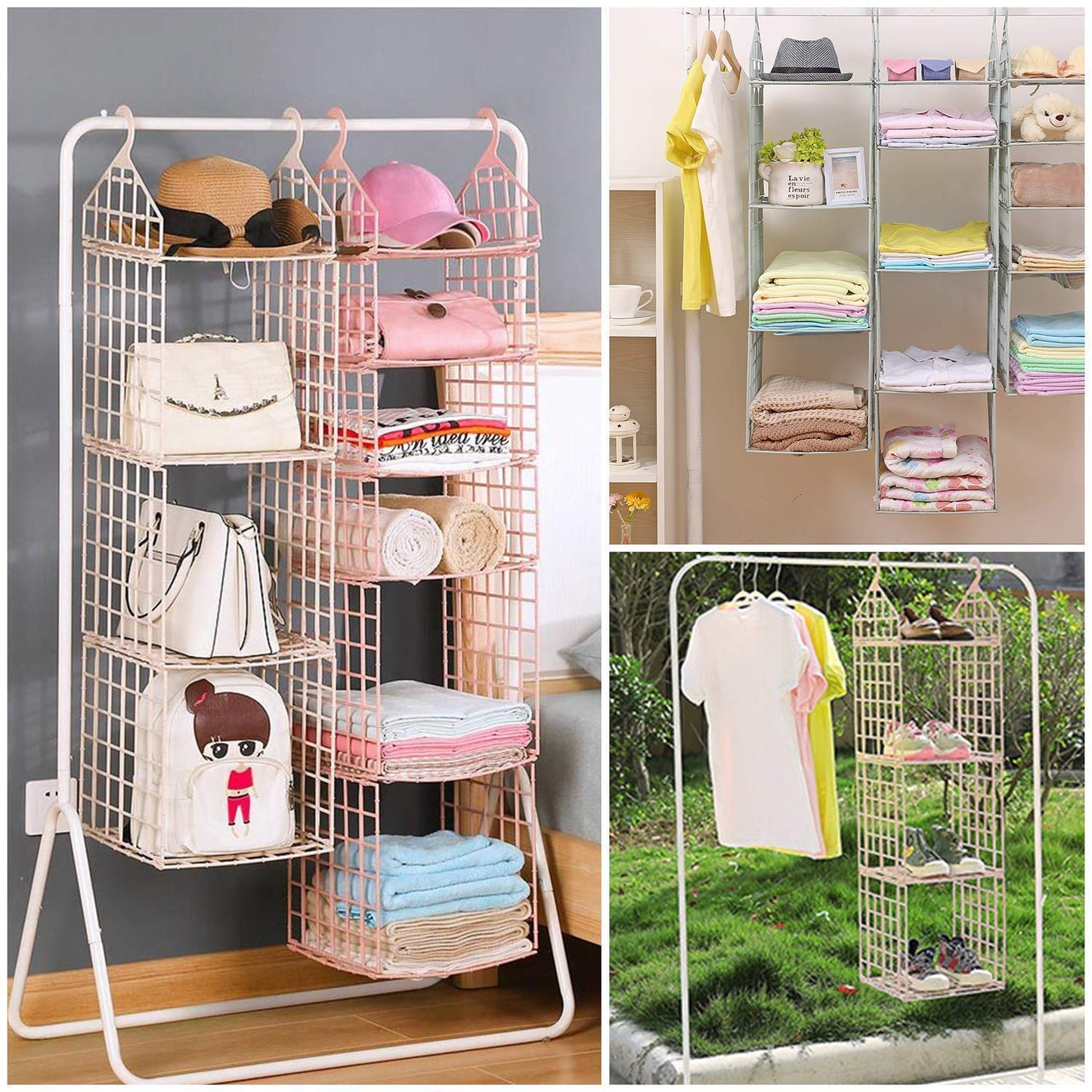 Multipurpose 5 Layer Folding Clothes Storage Racks||Closet for Students Wardrobe Shelves Socks, Scarf, t-Shirt, etc||Hanging Organizer Storage Holders & Racks - Springkart 