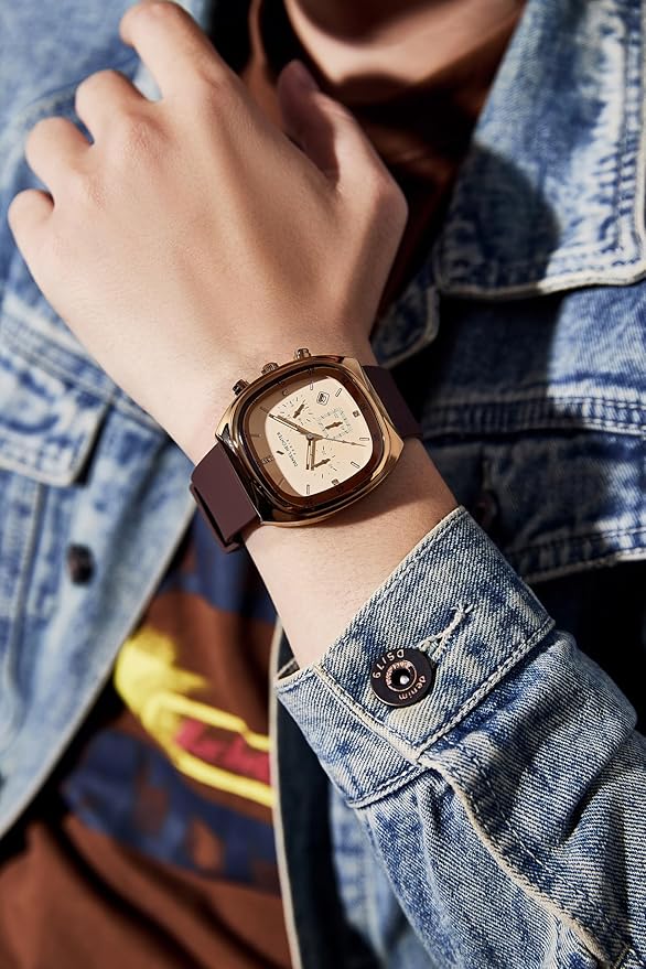 Daniel Hechter Paris Bercy Collection Modern Multi Functional Watch for Men with Square Dial and Silicon Band-DHM1001