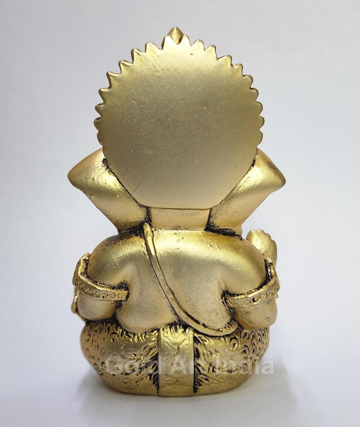 Gold Art India Ganesha Idol | Ganesh Statue for Home Decor | Ganesha murti for Office Desk, & Ganpati Idol for Car Dashboard | Unique Wedding & Birthday Gift (Gold Antique 3.5")