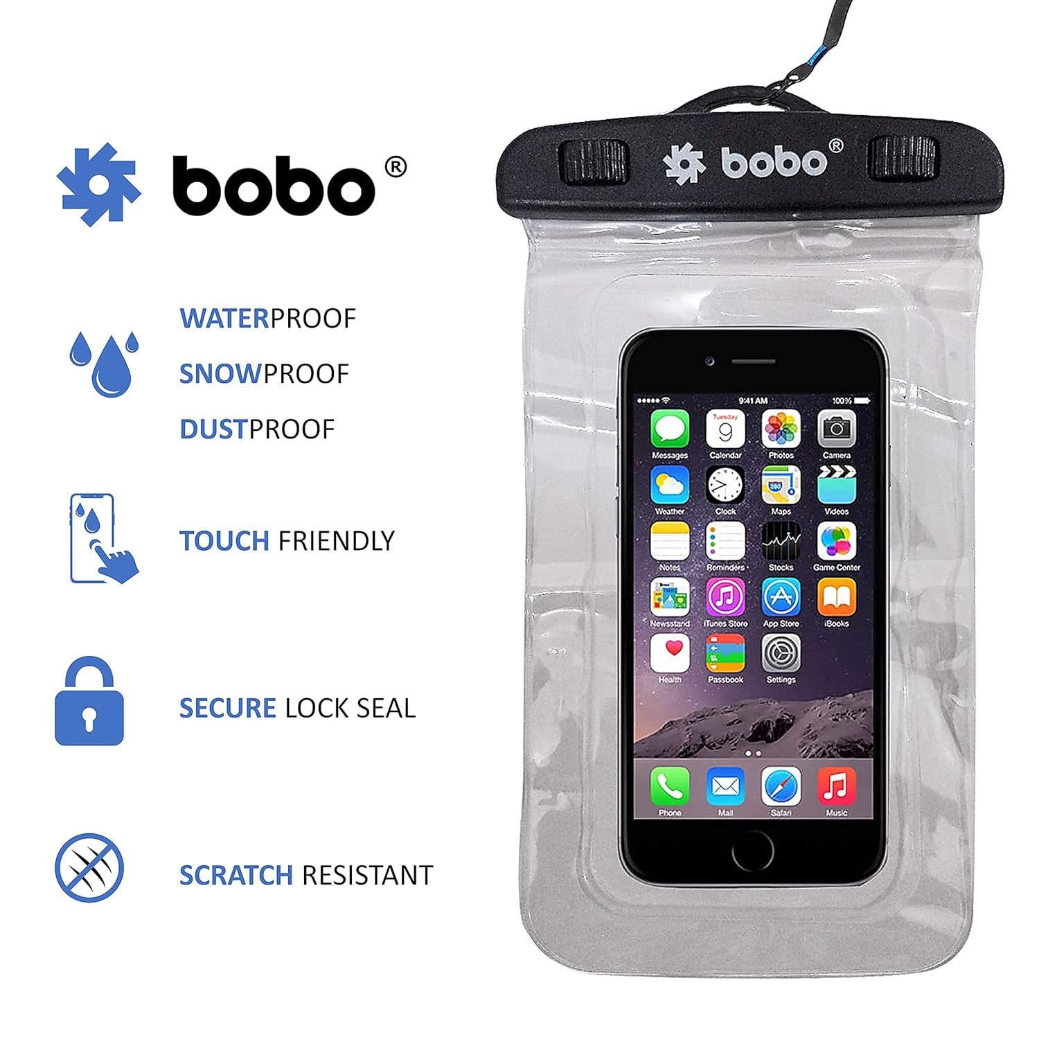 BOBO Universal Waterproof Pouch (Big Size) Cellphone Dry Bag Case for Smartphone – Transparent (Pack of 1)