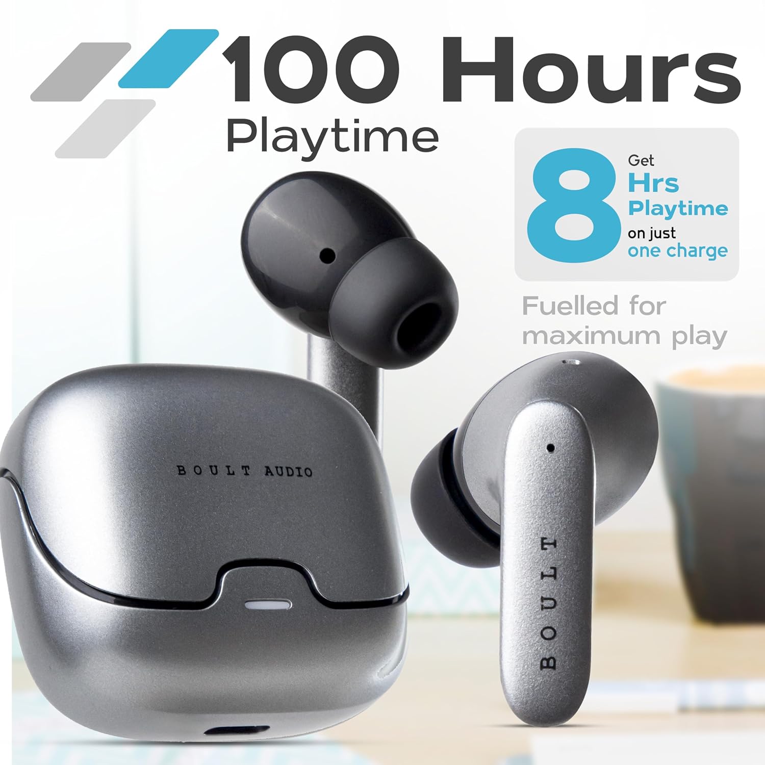 Boult Audio Z40 Pro with 100H Playtime, Quad Mic ENC, 45ms Low Latency Gaming, Premium Rubber Grip Case, 13mm Bass Drivers, Made in India TWS Bluetooth 5.3 Truly Wireless in Ear Earbuds (Metal) - Springkart 