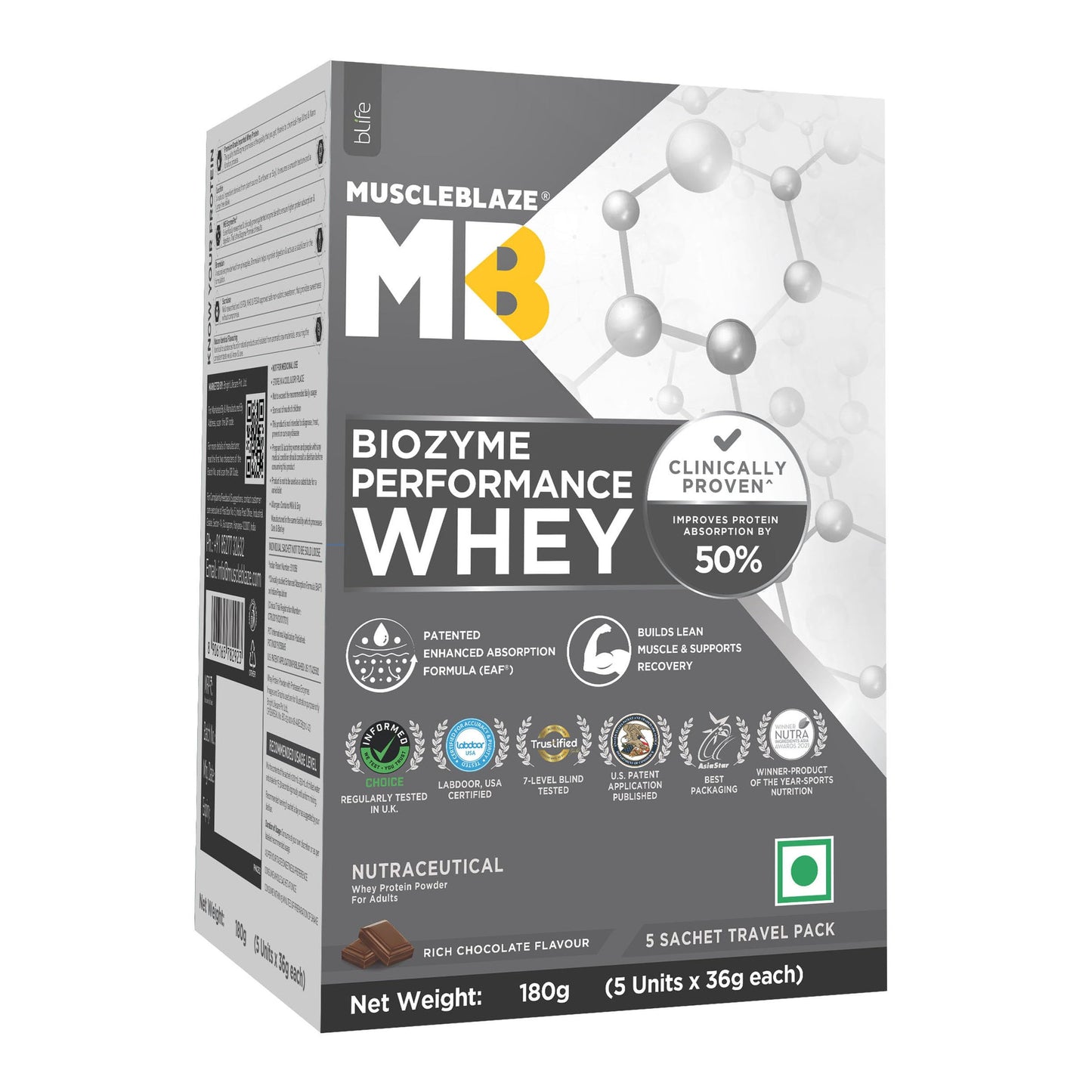 MuscleBlaze Biozyme Performance Whey Protein, 4kg + Creatine 100g