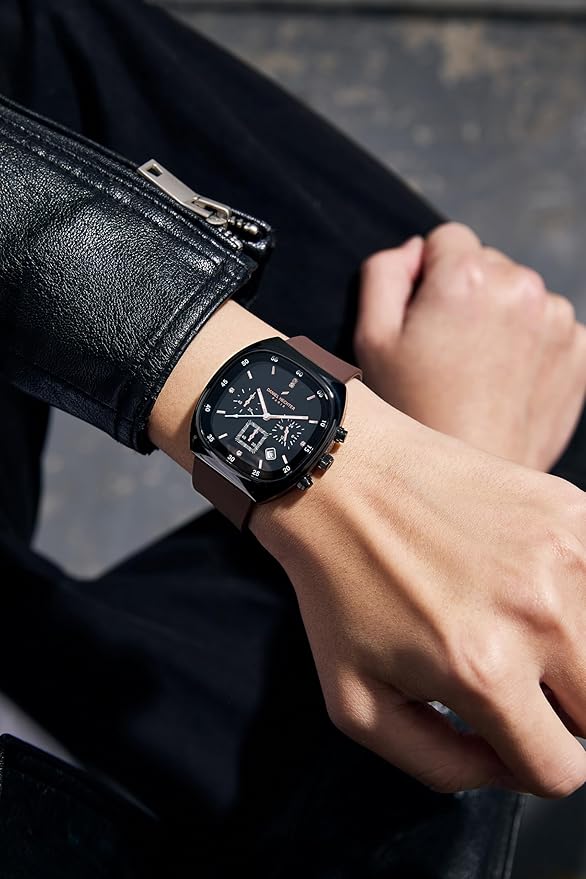 Daniel Hechter Paris Bercy Collection Modern Multi Functional Watch for Men with Square Dial and Silicon Band-DHM1001