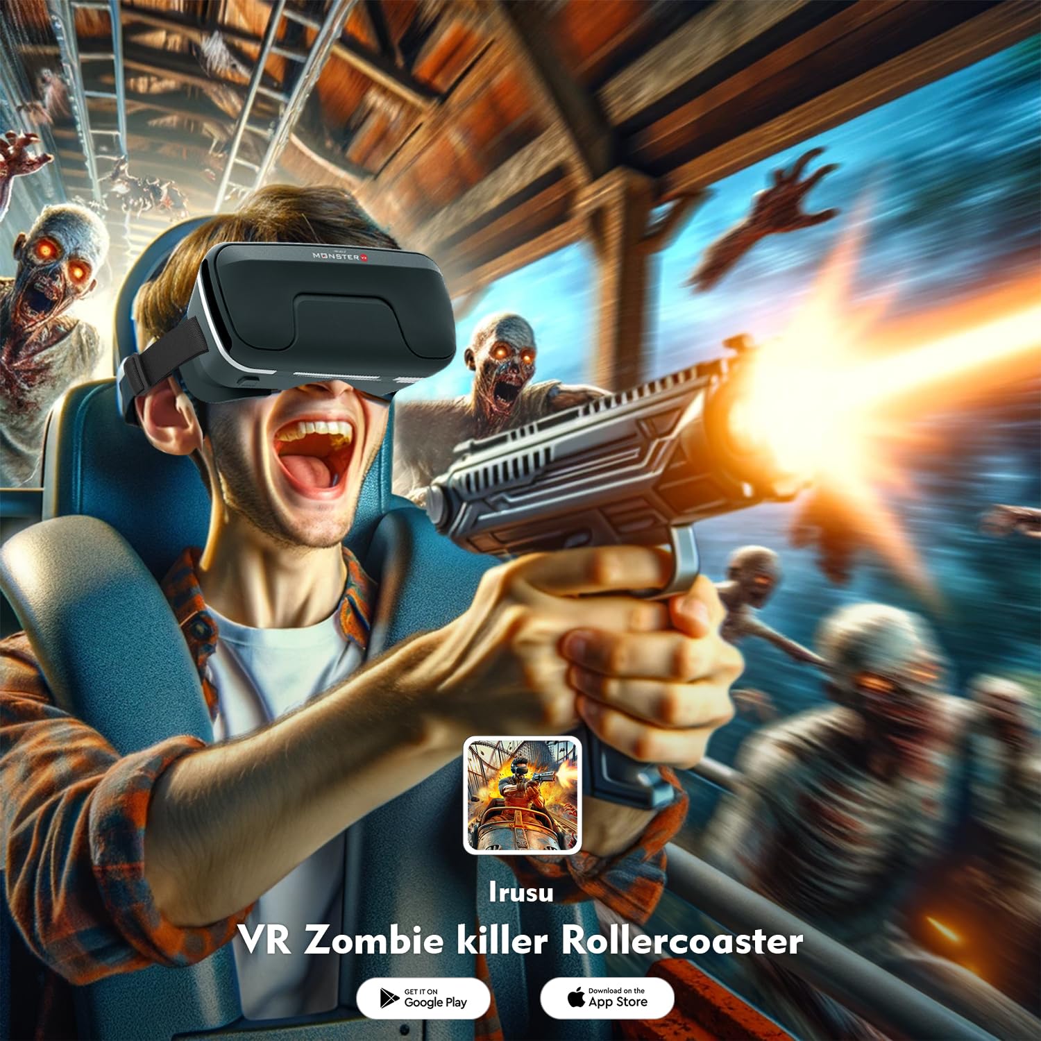 Irusu Monster VR Headset - Virtual Reality Headset with inbuilt Touch Button for Mobiles for VR Gaming | Learning | Virtual Experience. - Springkart 