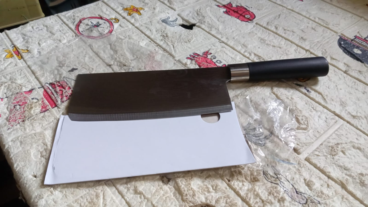 Stainless Steel Chef Damascus Cleaver Vegetable Knife with Plastic Handle & Cover, Multipurpose Use for Kitchen or Restaurant (12 Inch) - Springkart 
