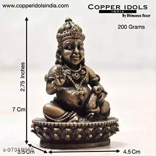 2.75 inches, Handmade 99.9% Copper Indian Kuber Idol, 200 Grams ,Pack of 1 Piece