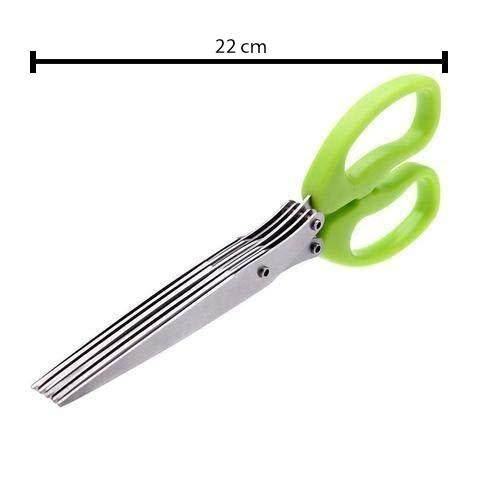 Multifunction Vegetable Stainless Steel Herbs Scissor with 5 Blades - Springkart 