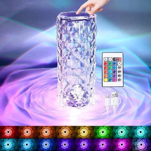 Crystal Touch Sensor Rose Diamond 16 RGB Light Table Lamp 3 Changing Mode LED Night Lights - Springkart 