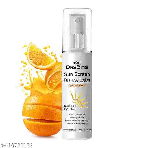 Drybins Sunscreen-SPF 40+ PA+++ Whitening sunscreen  for  Anti-Wrinkle, Non Greasy with Broad Spectrum,  UVA & UVB Rays Protection, Tan Free Skin and Sun Protection for  All Skin Types 100ml pk 1