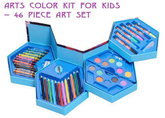 859 46 Pcs Plastic Art Colour Set With Color Pencil Crayons Oil Pastel And Sketch Pens - Springkart 