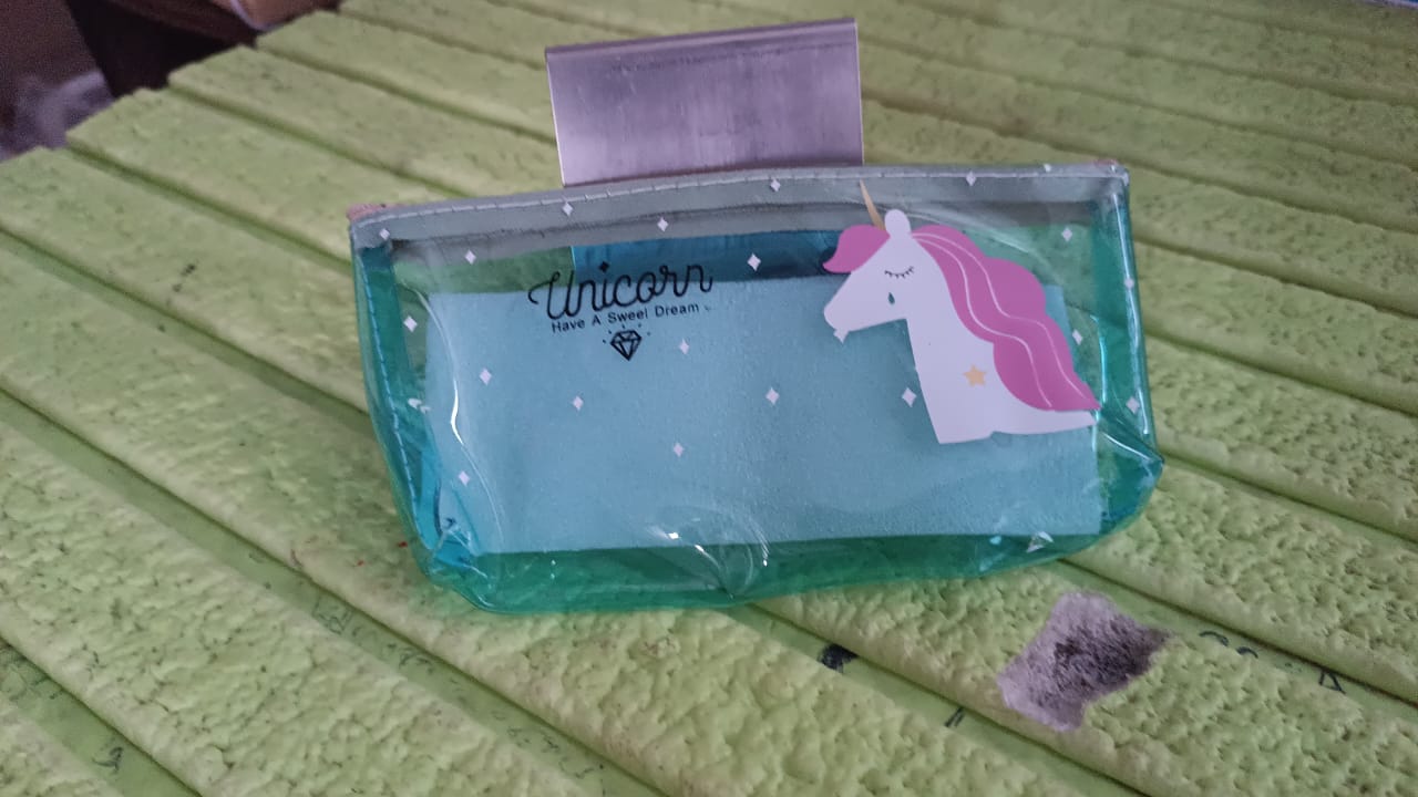 Transparent Unicorn Pencil Zip Pouch Bag (1 Pc)