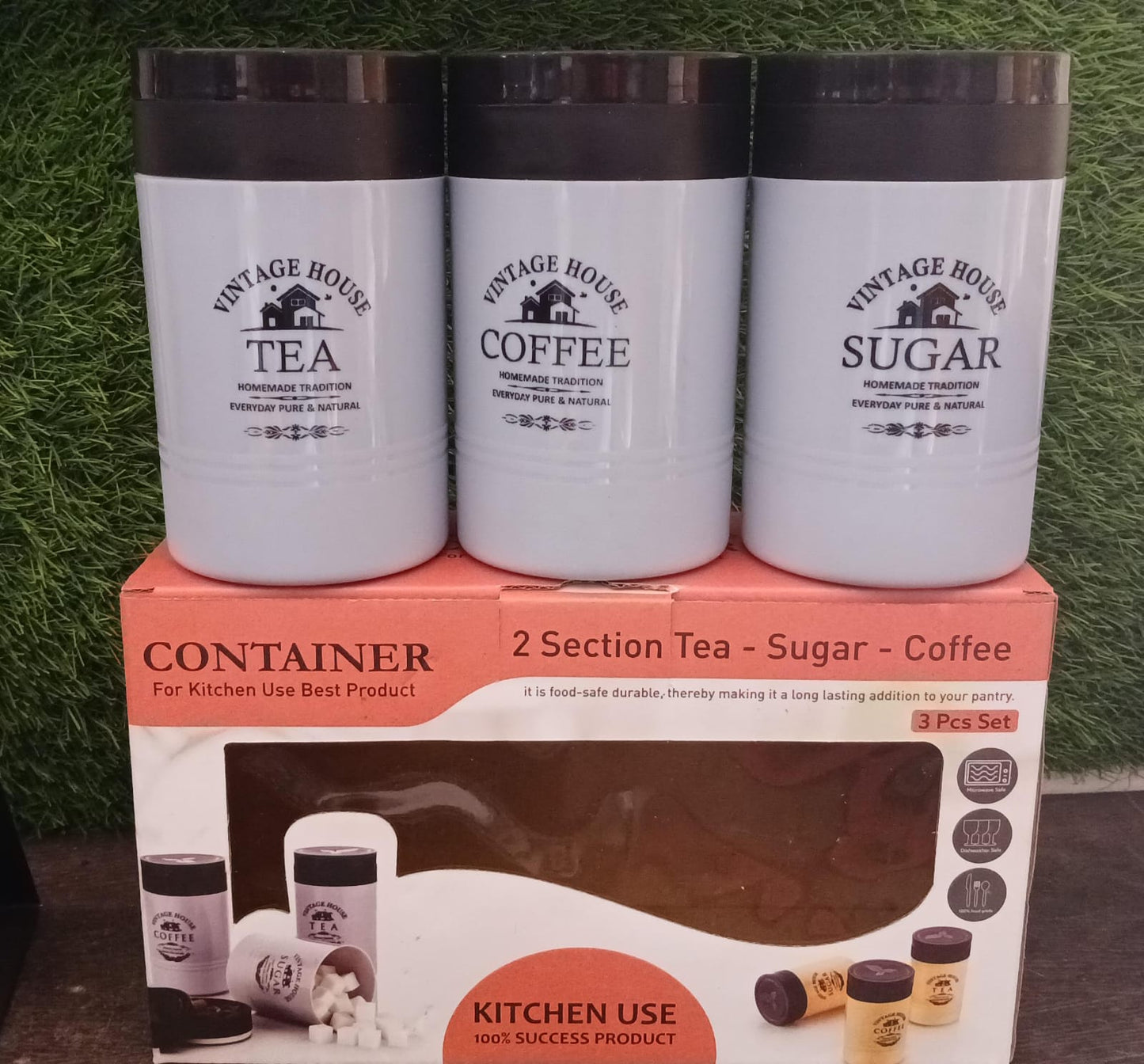 Accurate Seal Tea Sugar Coffee Container - 3 Pcs Plastic Damru Shaped Tea, Coffee, Sugar Canisters Jar, New Airtight Food Seal Containers for Salt, Dry Fruit, Grocery Multicolor (3 Pcs Set) - Springkart 