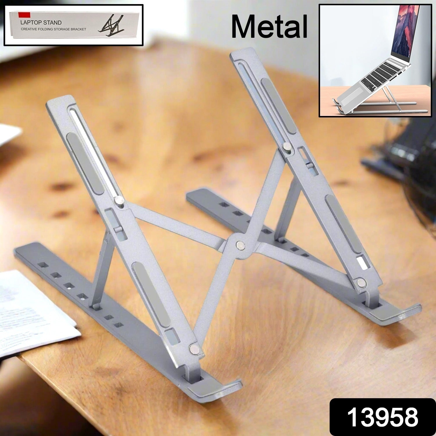 Metal Portable Laptop Stand, with 7 Adjustable Angles (1 Pc) - Springkart 