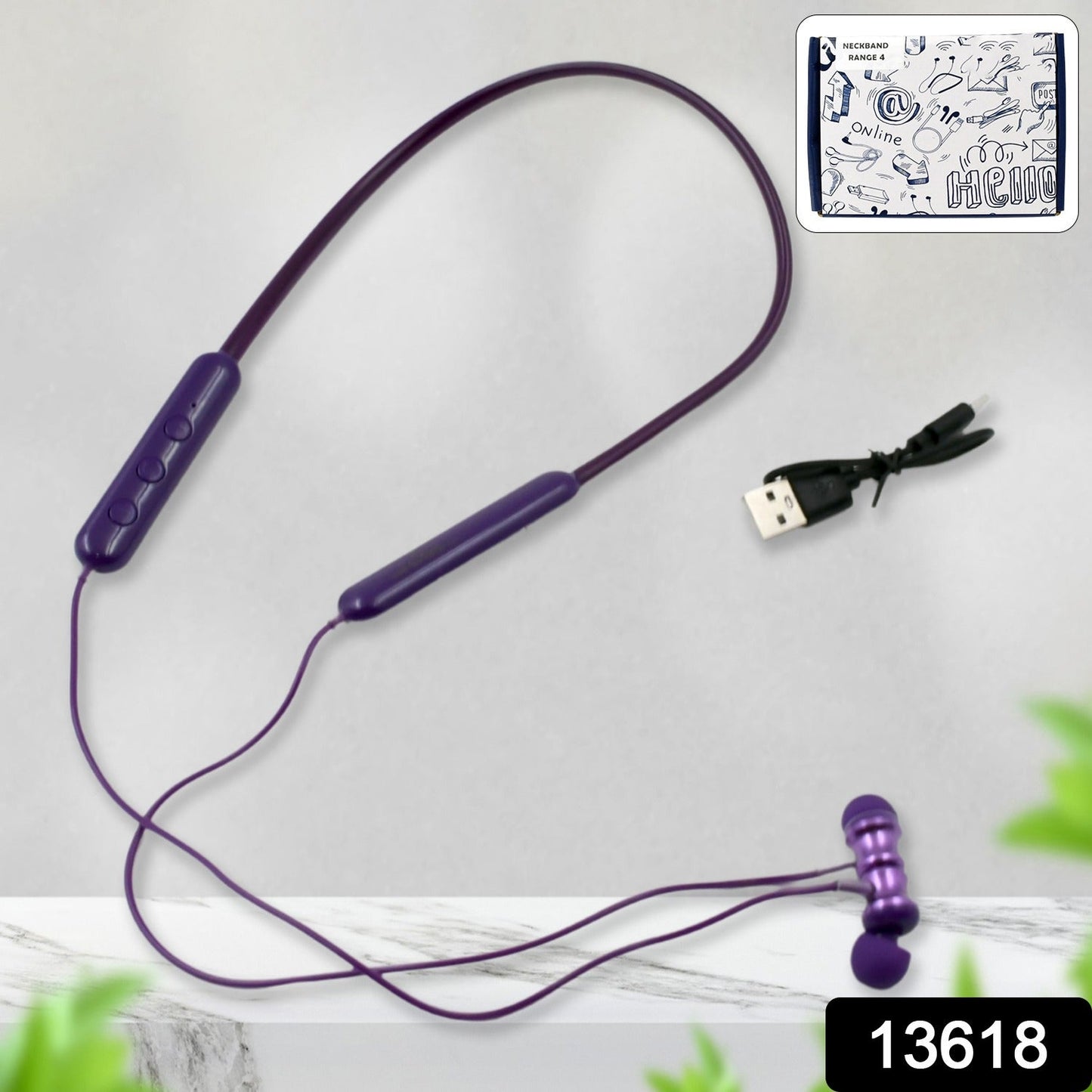 Bluetooth Headphone Neckband Sweat Resistant, Magnetic Earbuds (1 Pc) - Springkart 