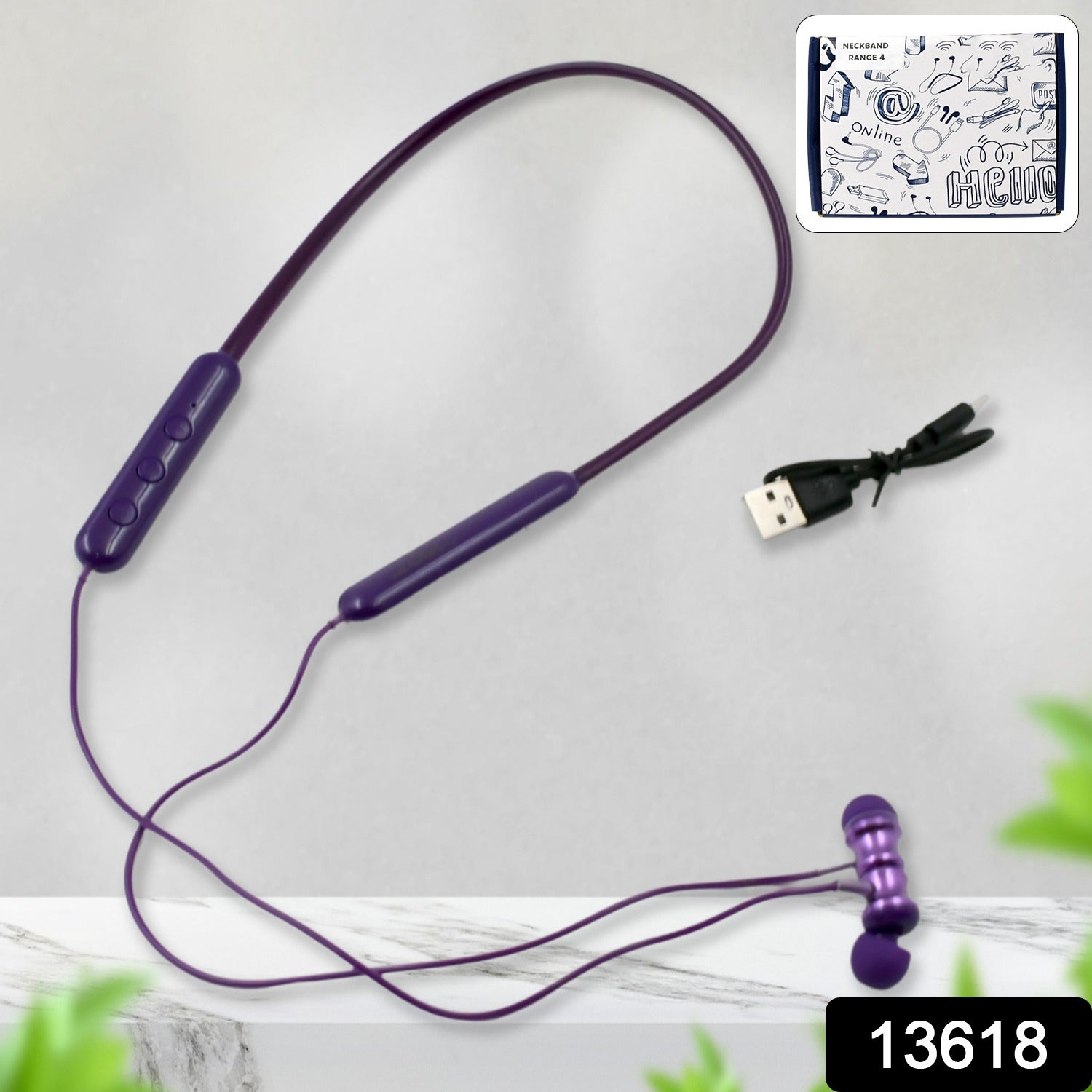 Bluetooth Headphone Neckband Sweat Resistant, Magnetic Earbuds (1 Pc) - Springkart 