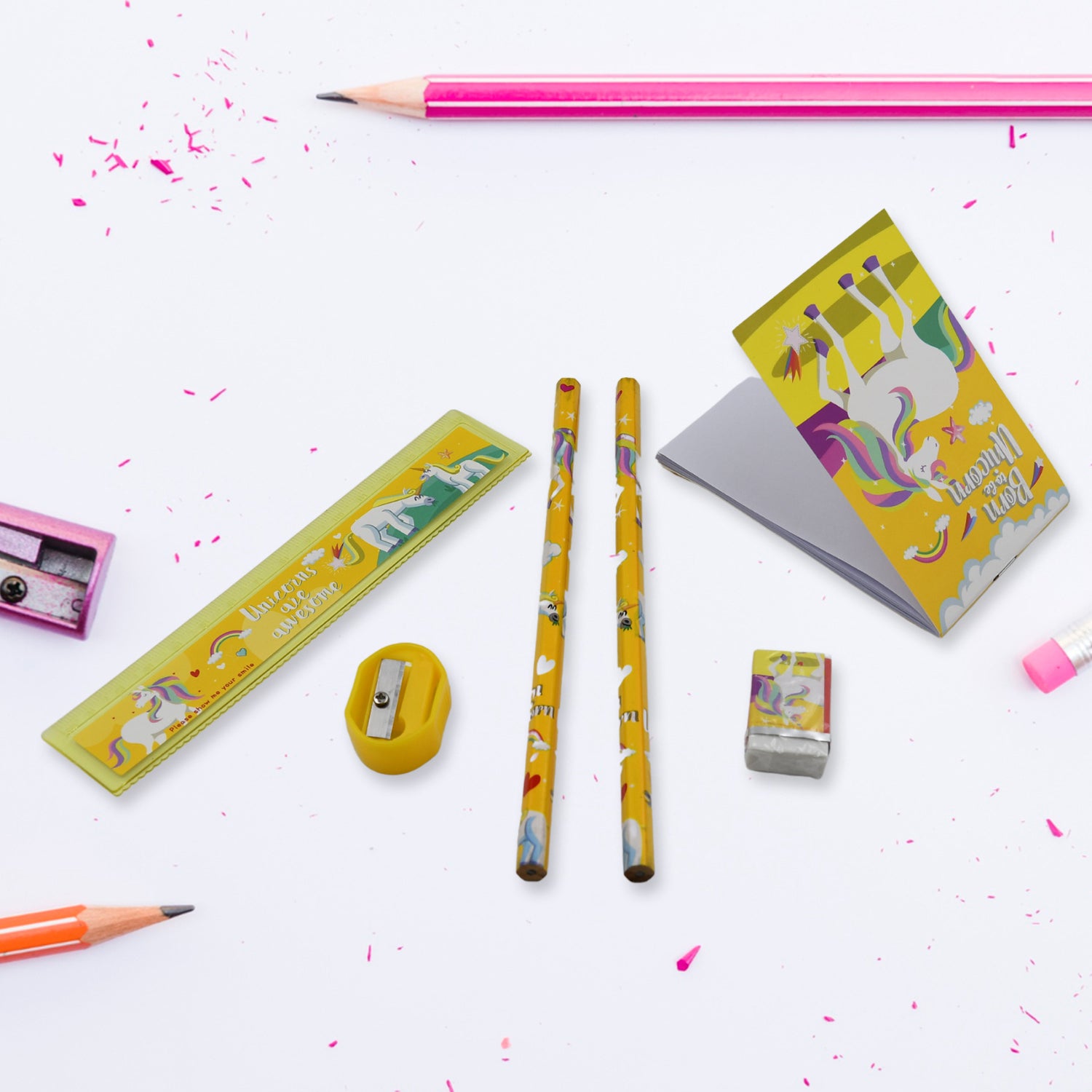 4599 6 Pc Set Stationary Set Including Pencil Ruler Rubber Pencil Sharpener School Office Product Gift - Springkart 