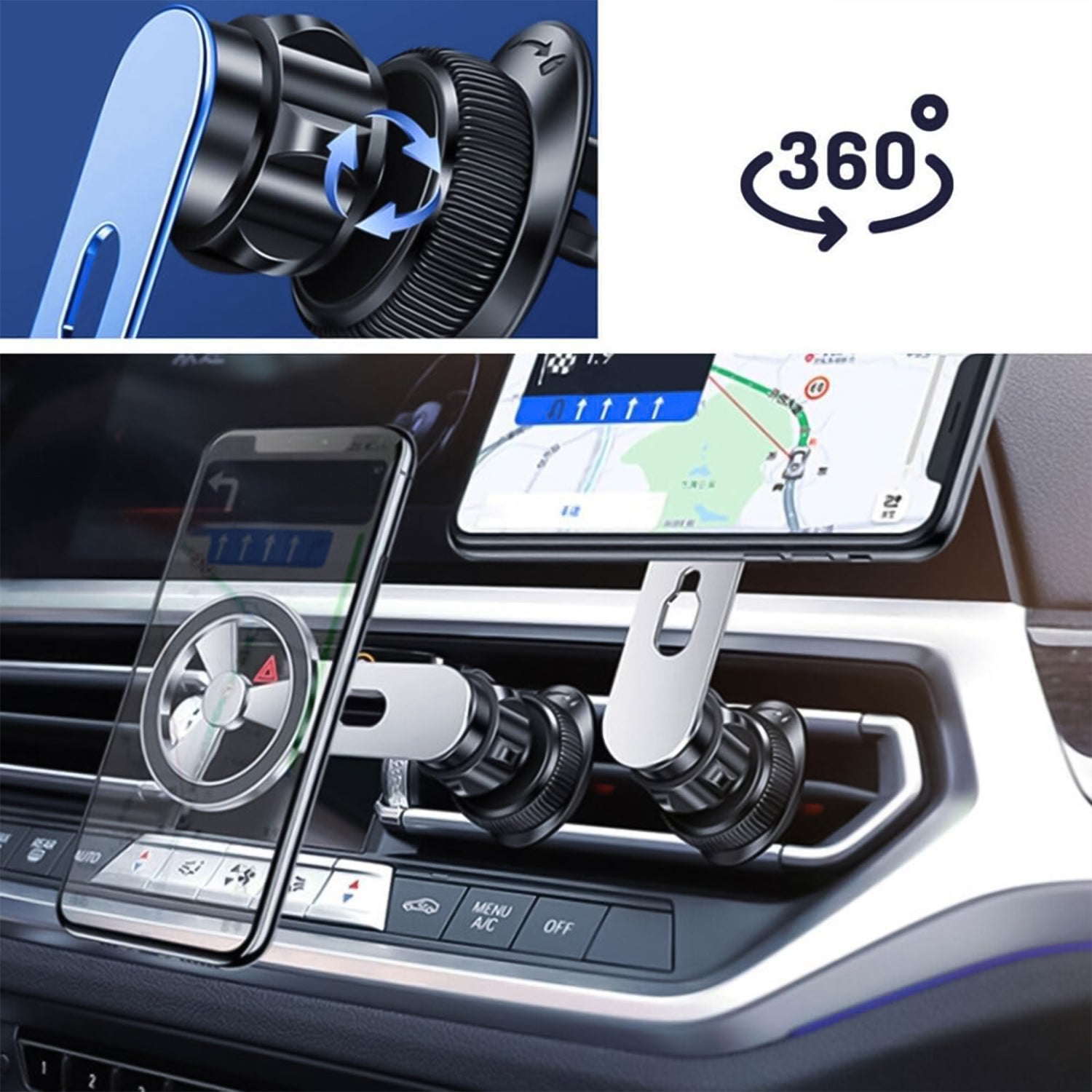 360 Rotatable Foldable Air Vent Magnetic Phone Holder (1 Pc) - Springkart 